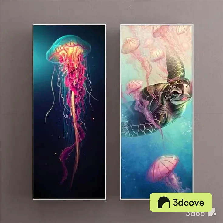 A Jellyfish And Turtle Underwater