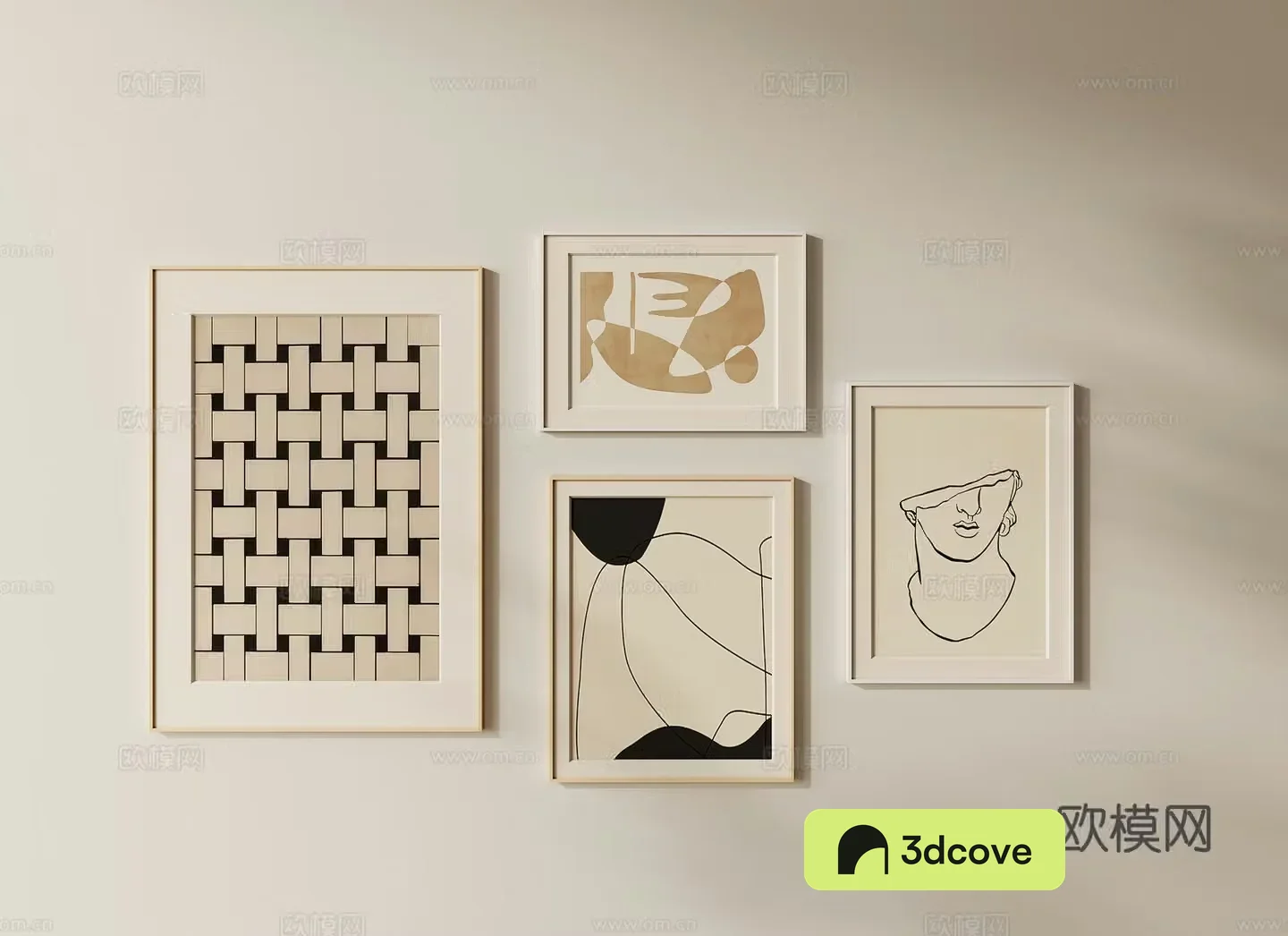 Cream style combination hanging painting