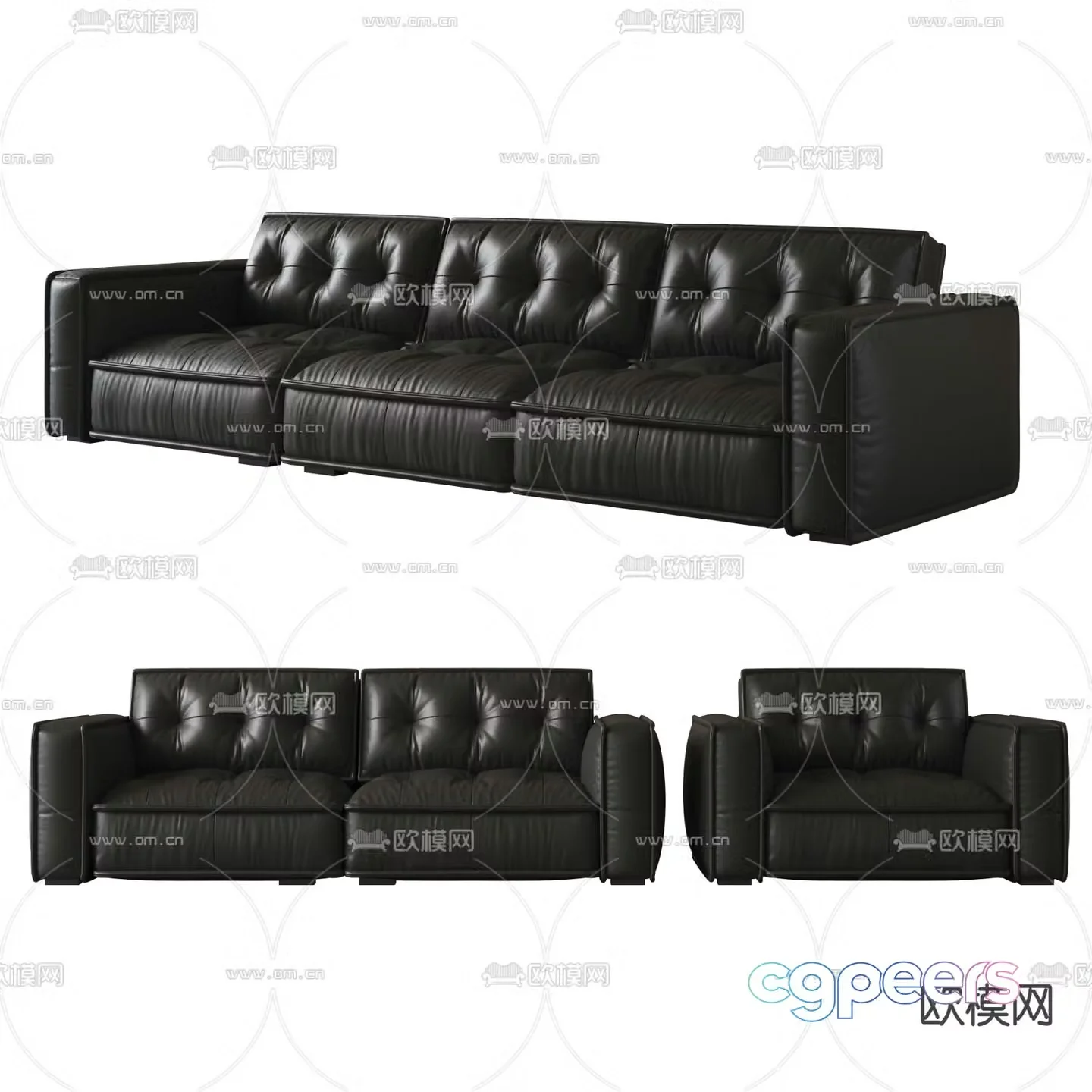 Modern leather sofa 3d model