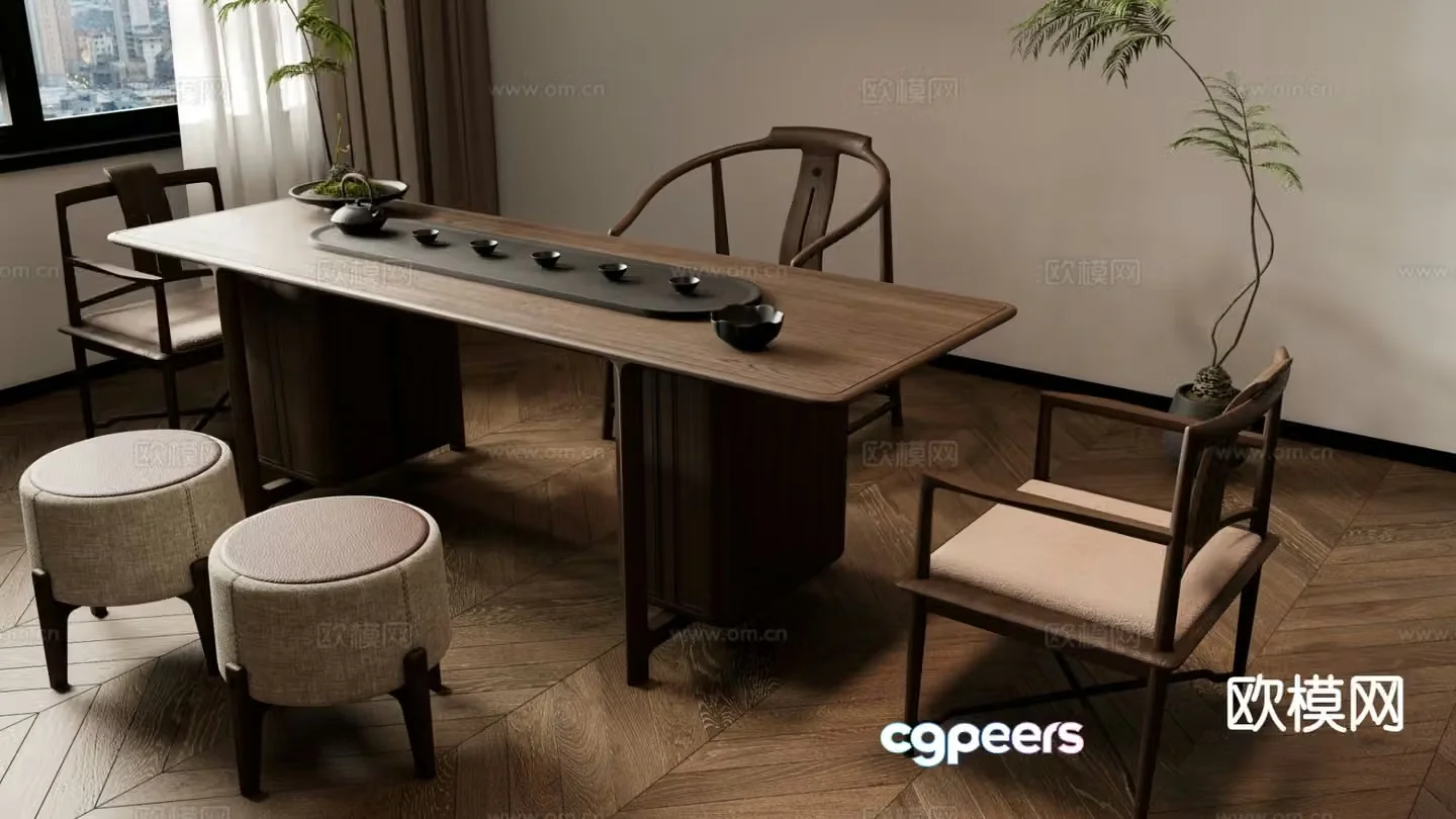 New Chinese style tea table tea table 3d model