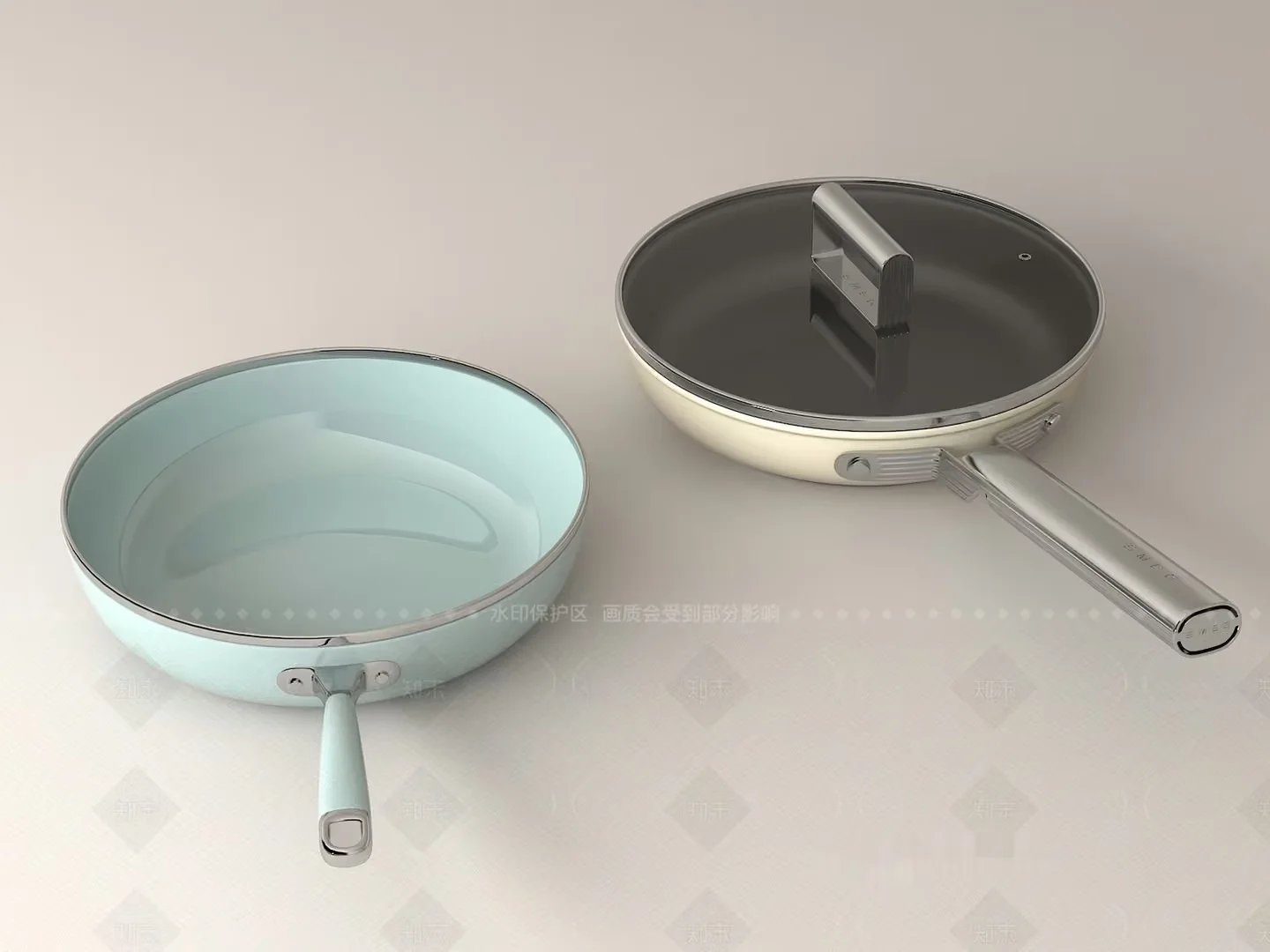 Two Frying Pans 3D Model – 17552 – VRAY Render