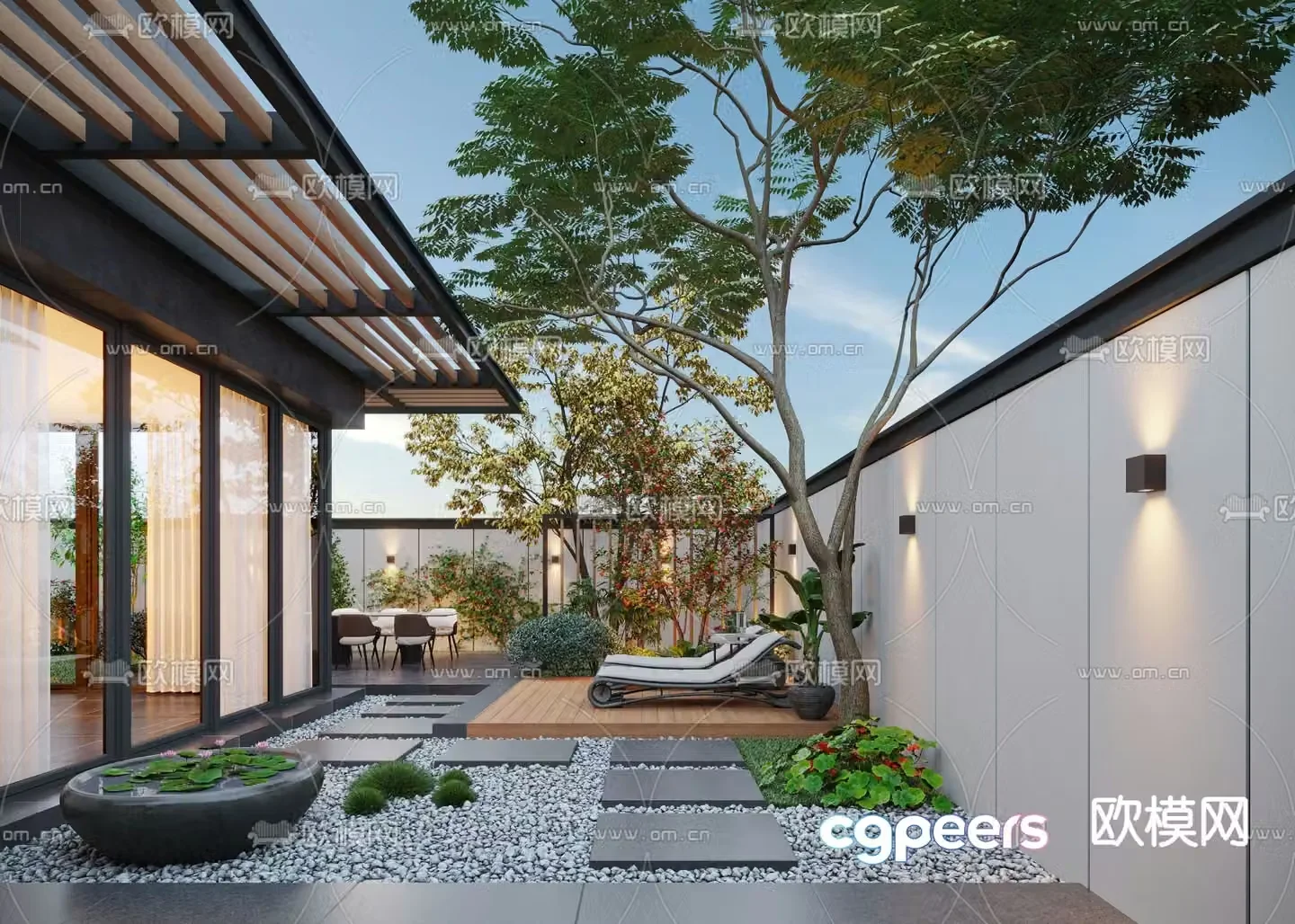 Home courtyard villa courtyard 3d model