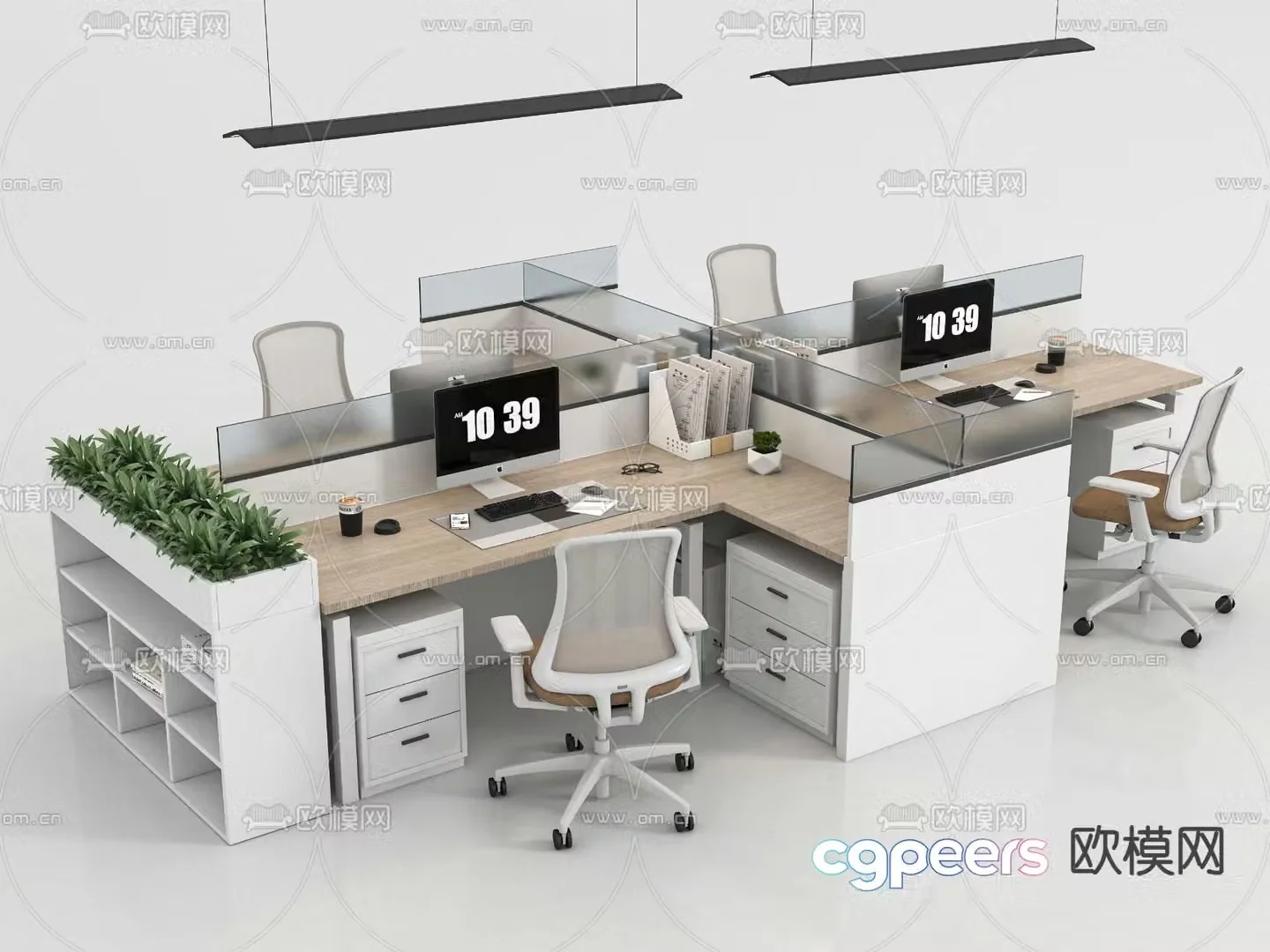 Card space desk workstation 3D model