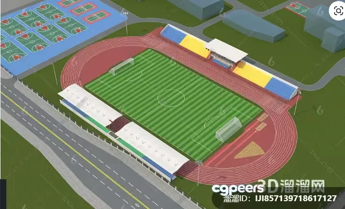 The Main Subject Is A 3D Rendering Of A Sports Stadium 3D Model – 9390 – VRAY Render