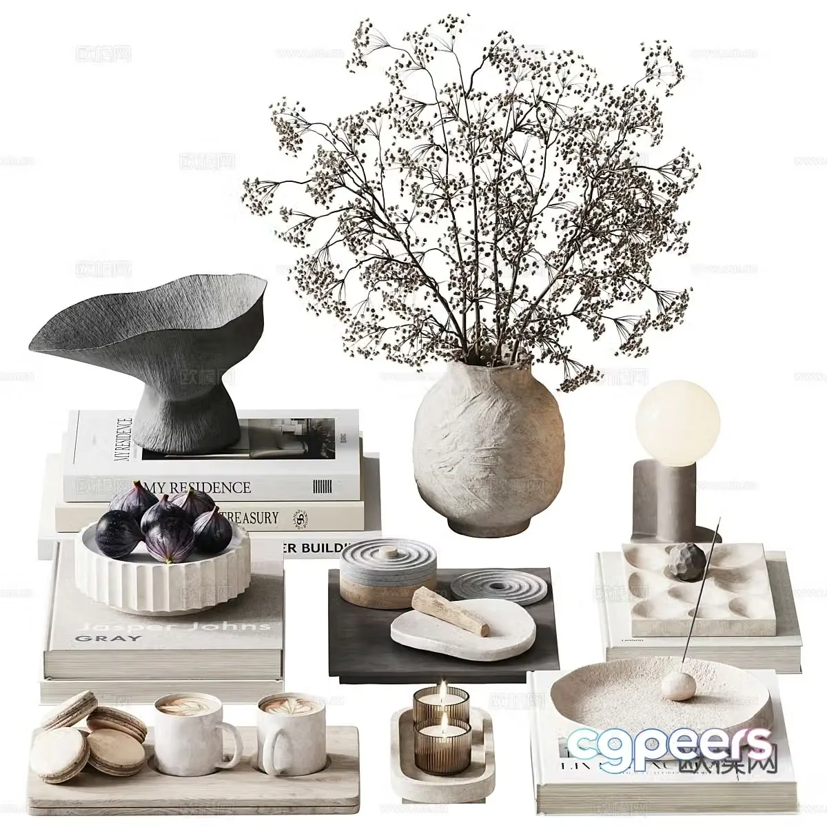 Modern jewelry ornaments books vase 3d model