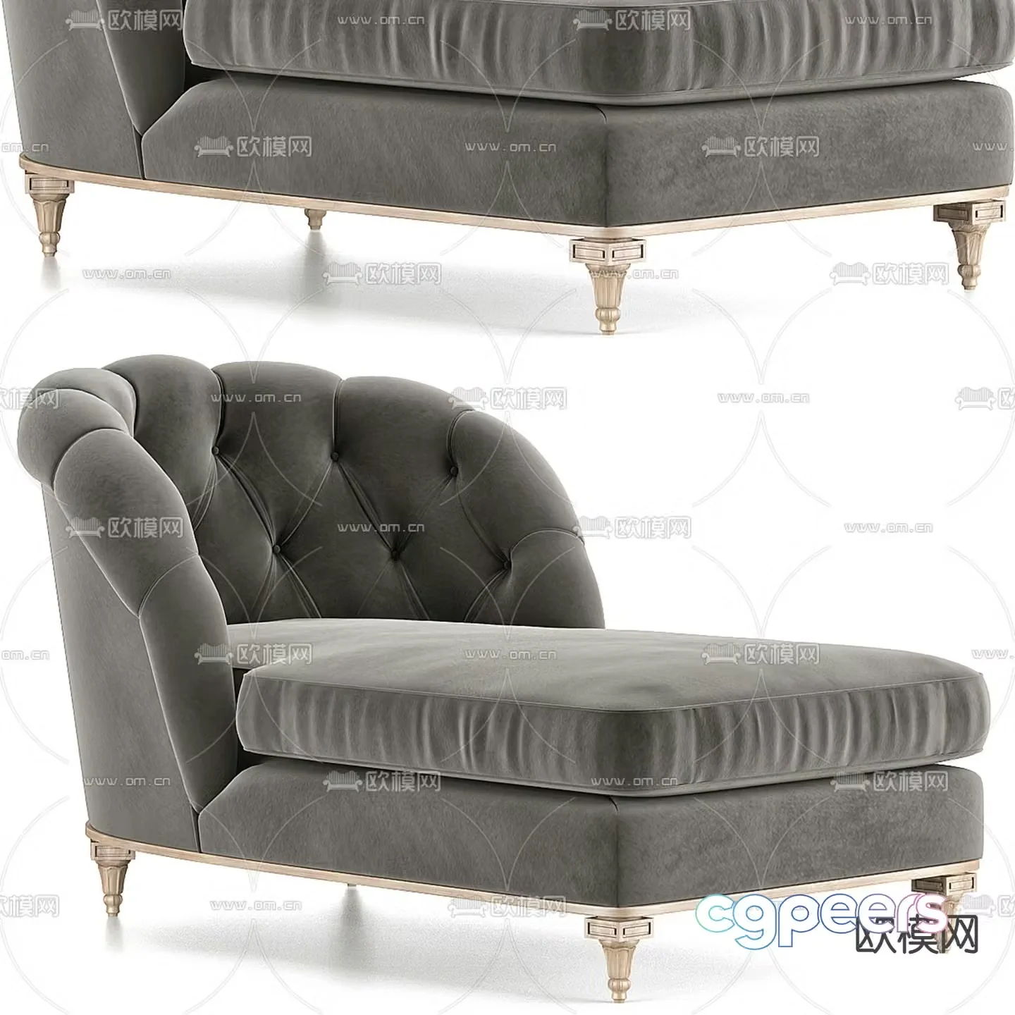 European style chaise longue beauty couch 3d model