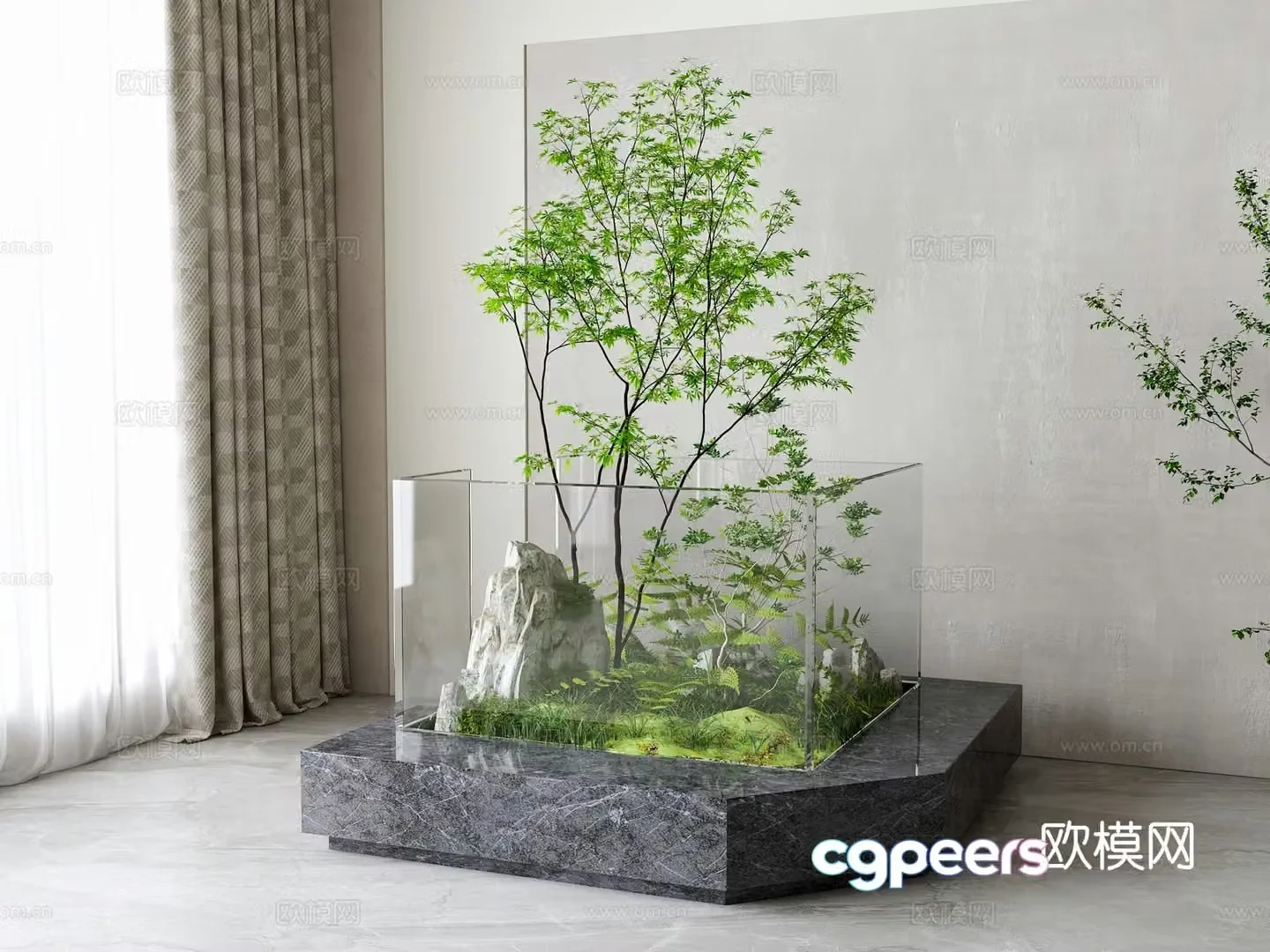 Modern green plant landscaping 3D model