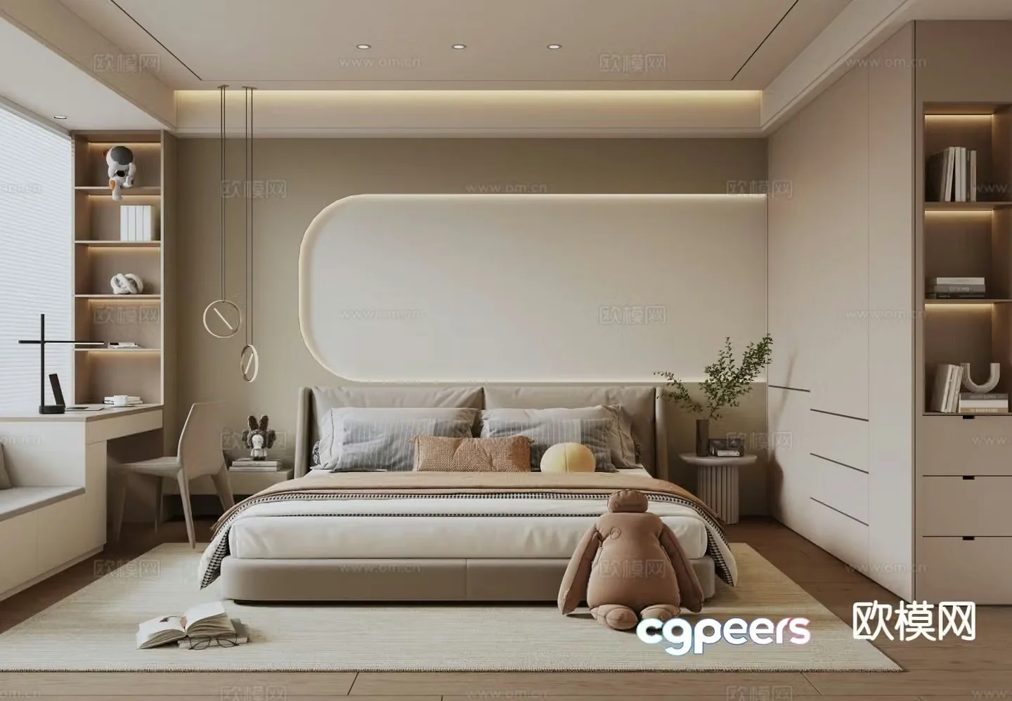 Cream style bedroom master bedroom 3d model