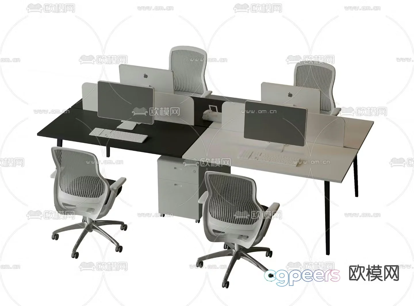 Office desk and chair position workstation 3d model