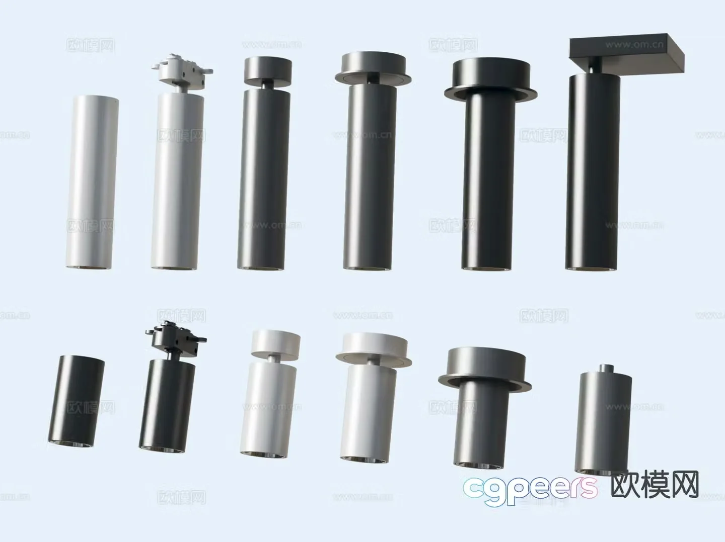 Modern long downlight spotlight 3d model