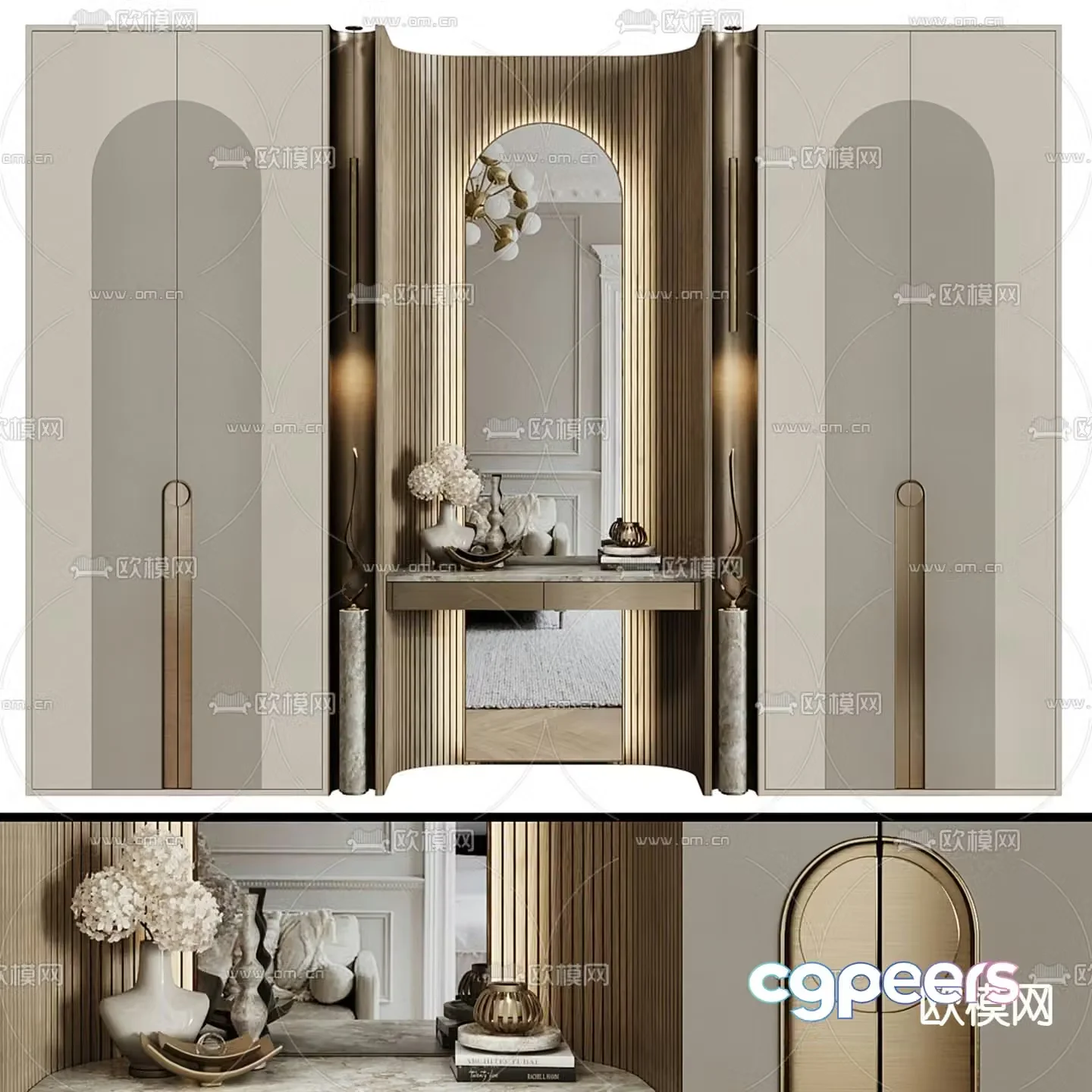 Light luxury wardrobe 3D model