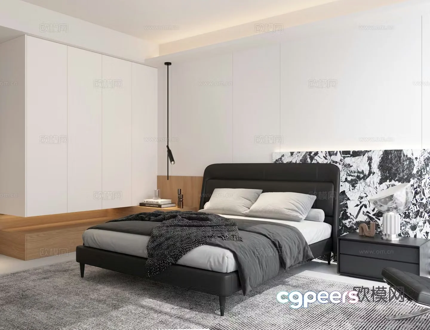 Modern master bedroom bed advanced 3D model