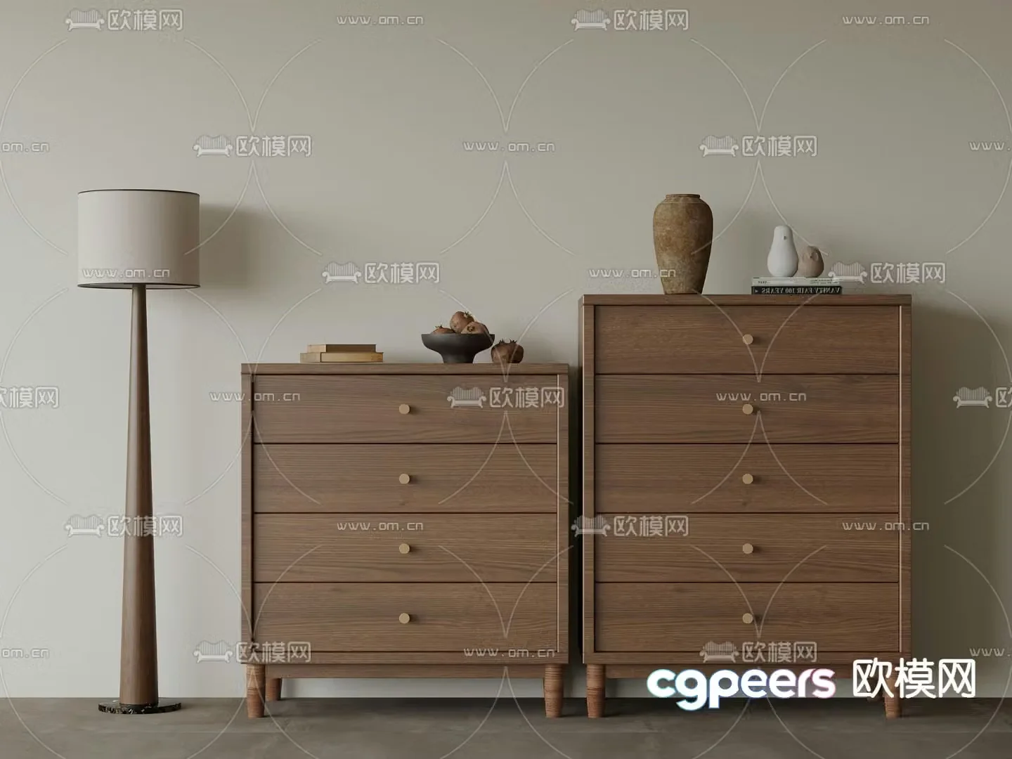 Wabi-Sabi Drawer Cabinet Entry Cabinet 3D Model