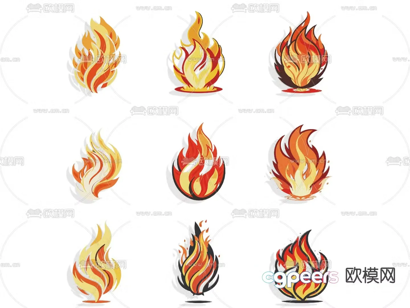 Fire pattern graphics Flame wall decoration Flame fireworks 3d model