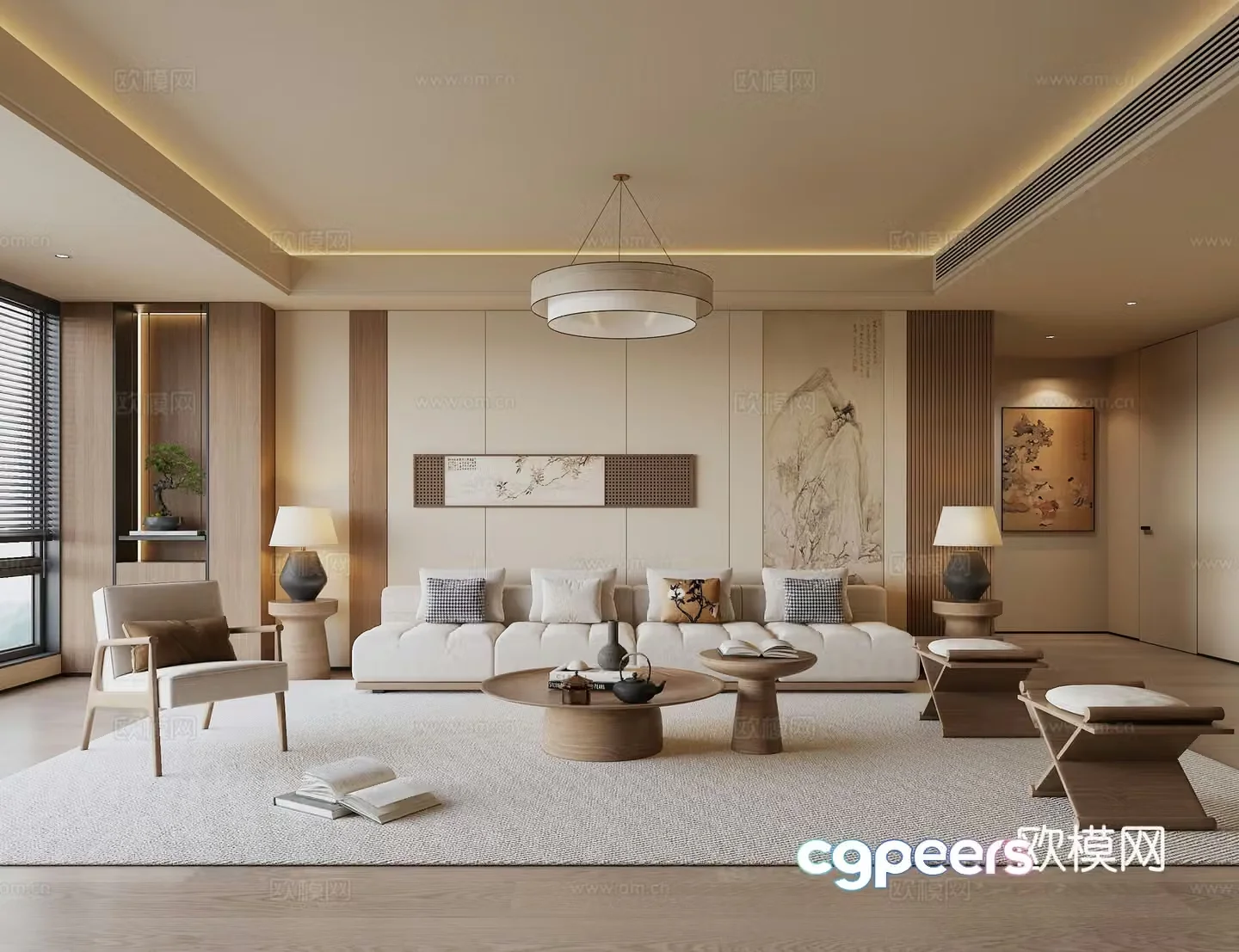 New Chinese living room Song style living room Zen living room Shocking living room 3D model