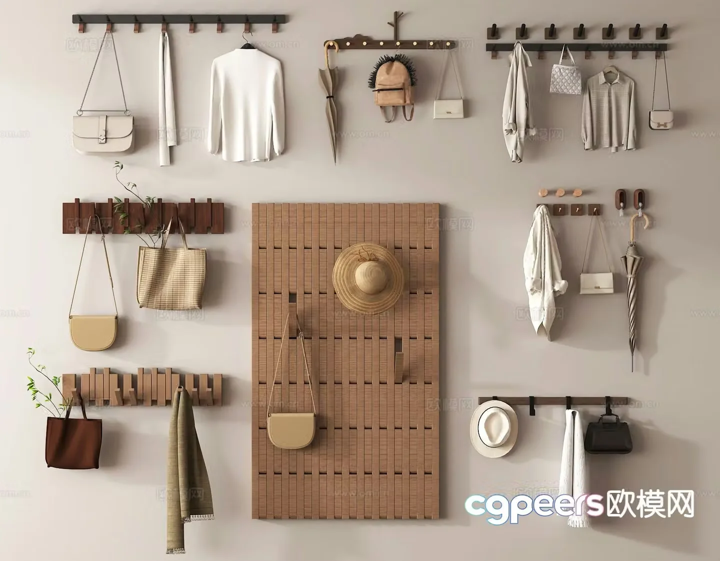 Hook clothes hanger bag hanger hat hook hole wall 3D model