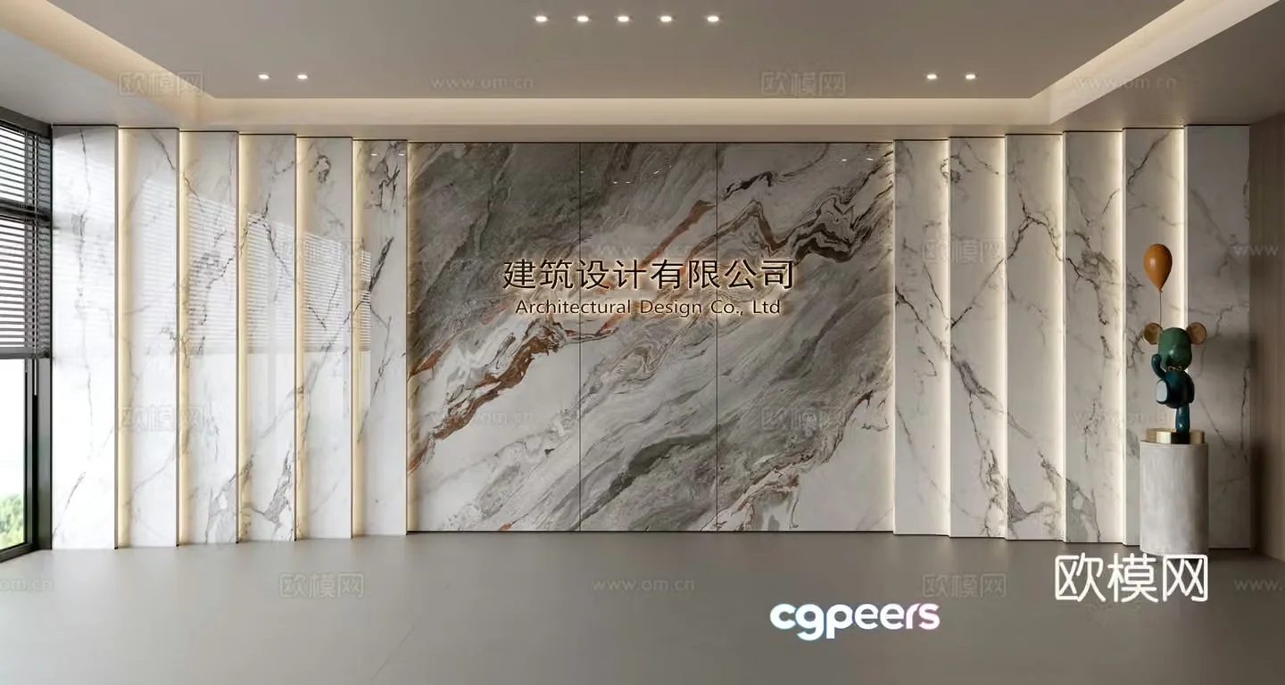 Modern front desk background wall Simple background wall Front desk reception area background wall Company front desk background wall 3d model
