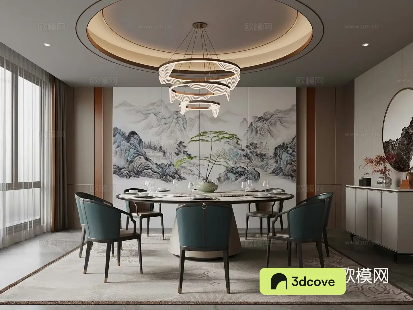 New Chinese style catering private room Club private room Dining table and chair