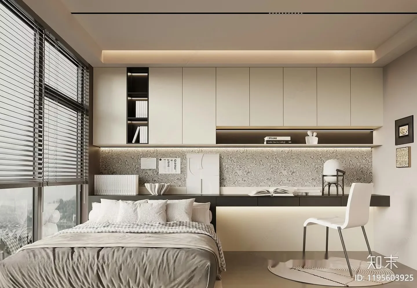 Modern Minimalist Bedroom 3D Model – 15904 – VRAY Render