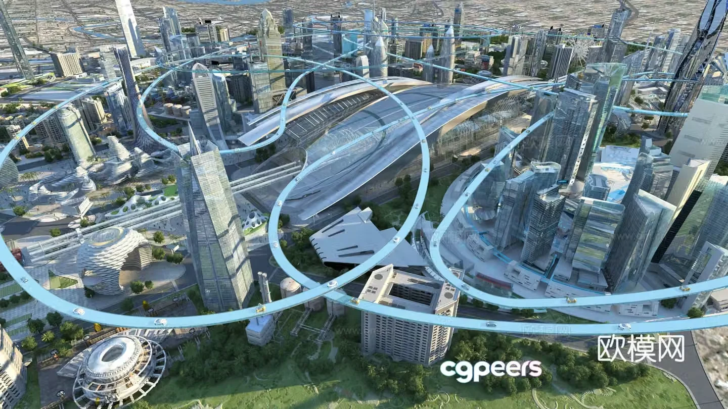 Modern science fiction future city 3d model