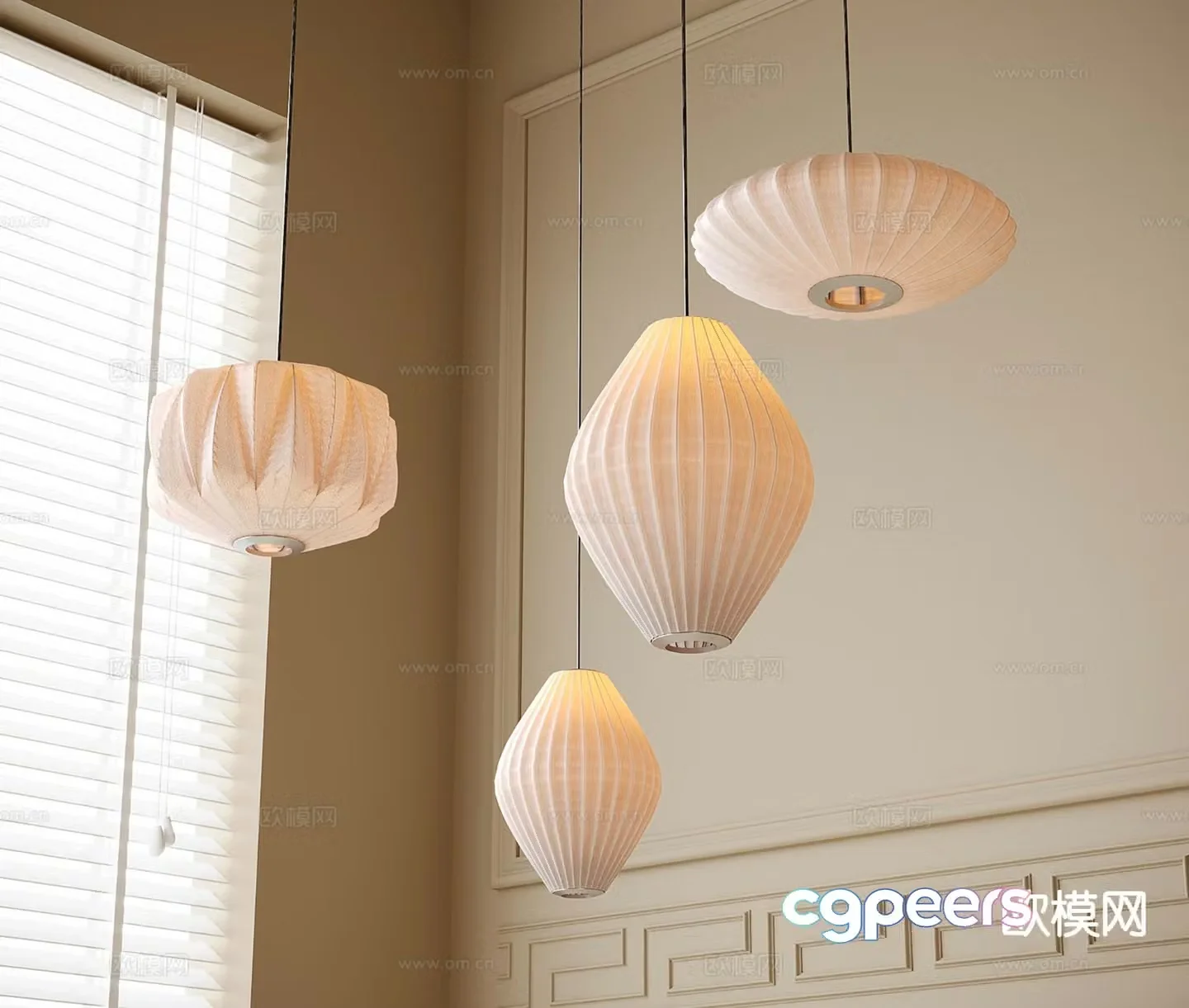 Cream style chandelier bedside chandelier 3d model