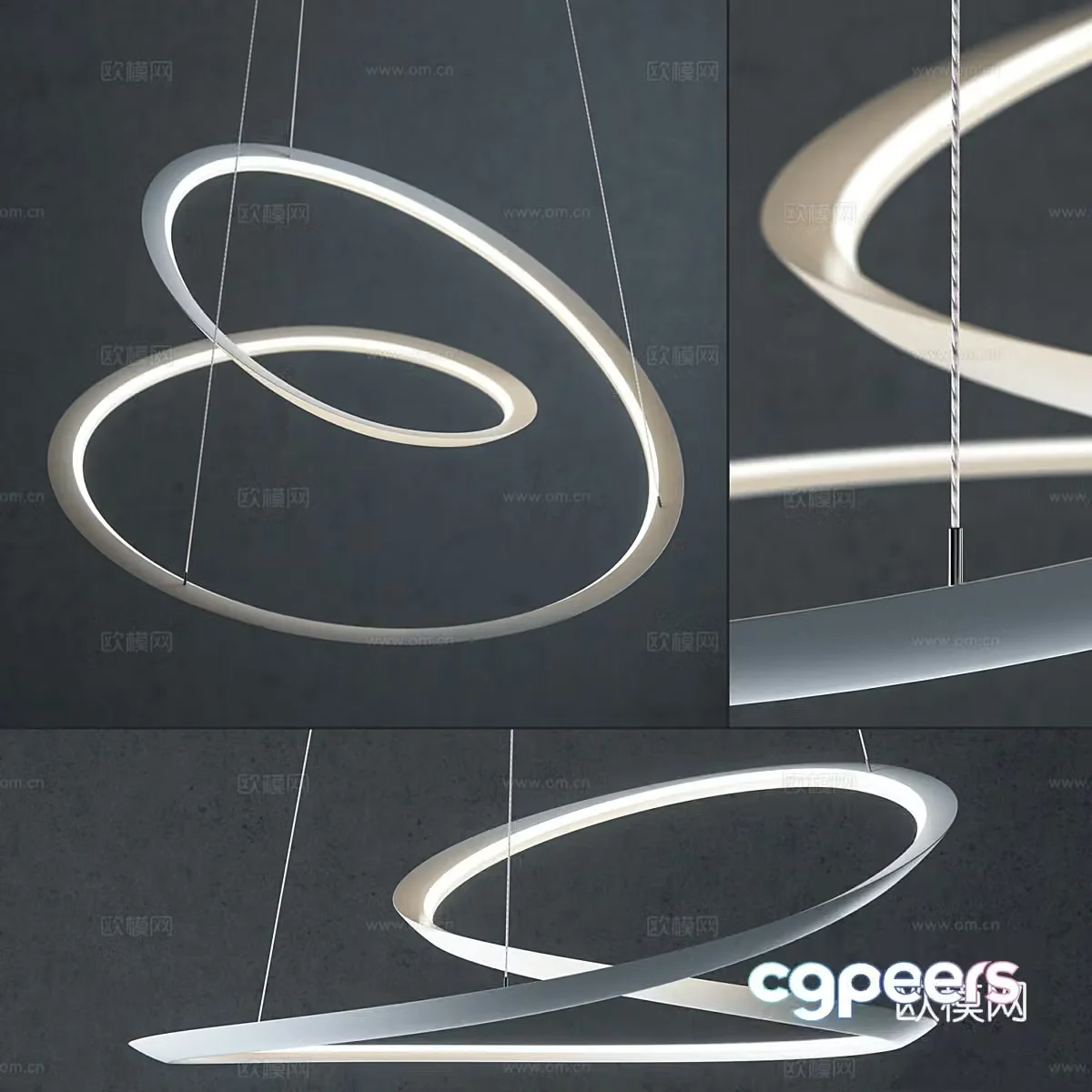 Modern Italian minimalist linear decorative chandelier 3d model