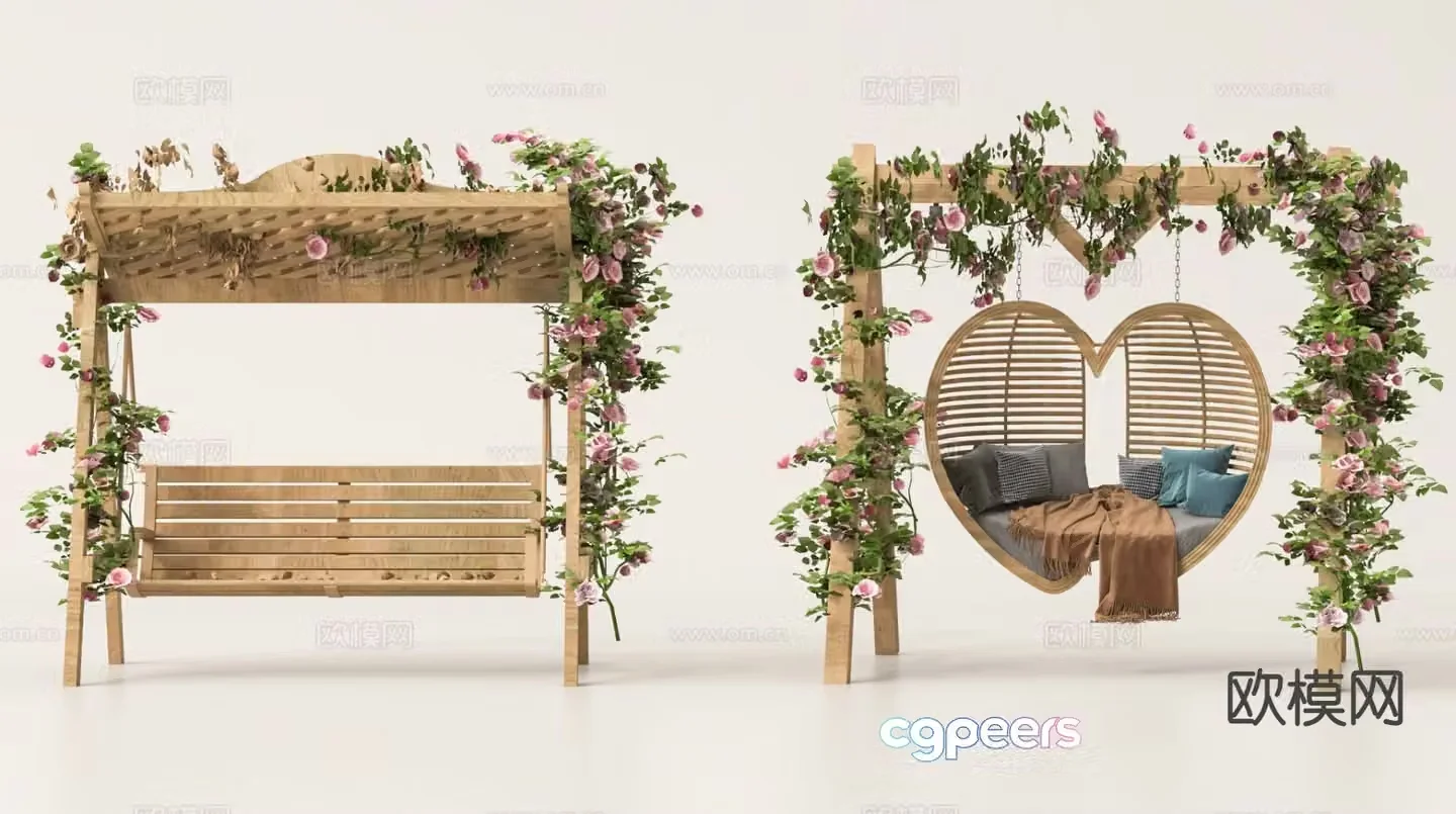 Modern swing hanging chair garden swing 3d model