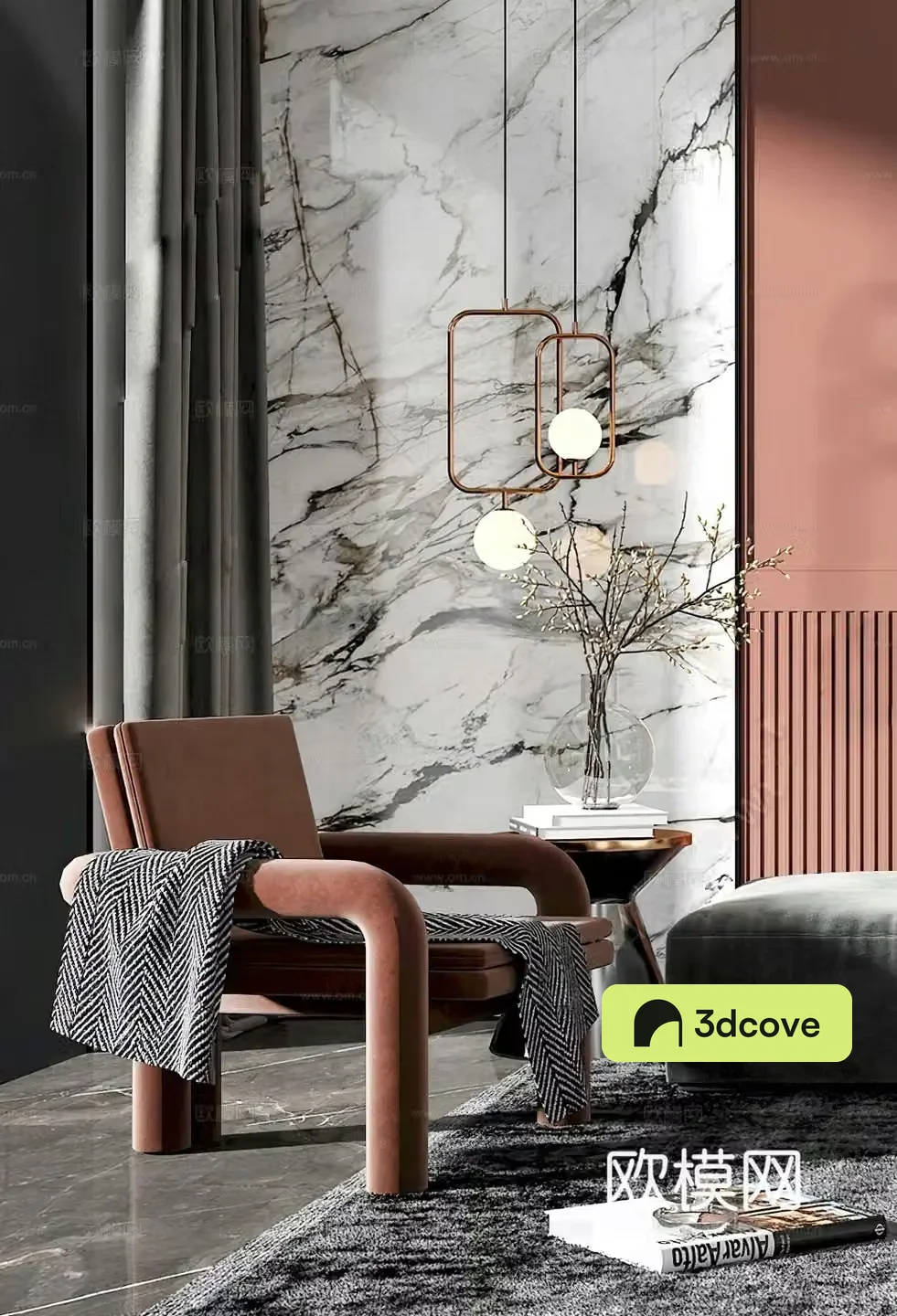Modern leisure chair light luxury leisure chair Italian leisure chair chandeliers side table corner table