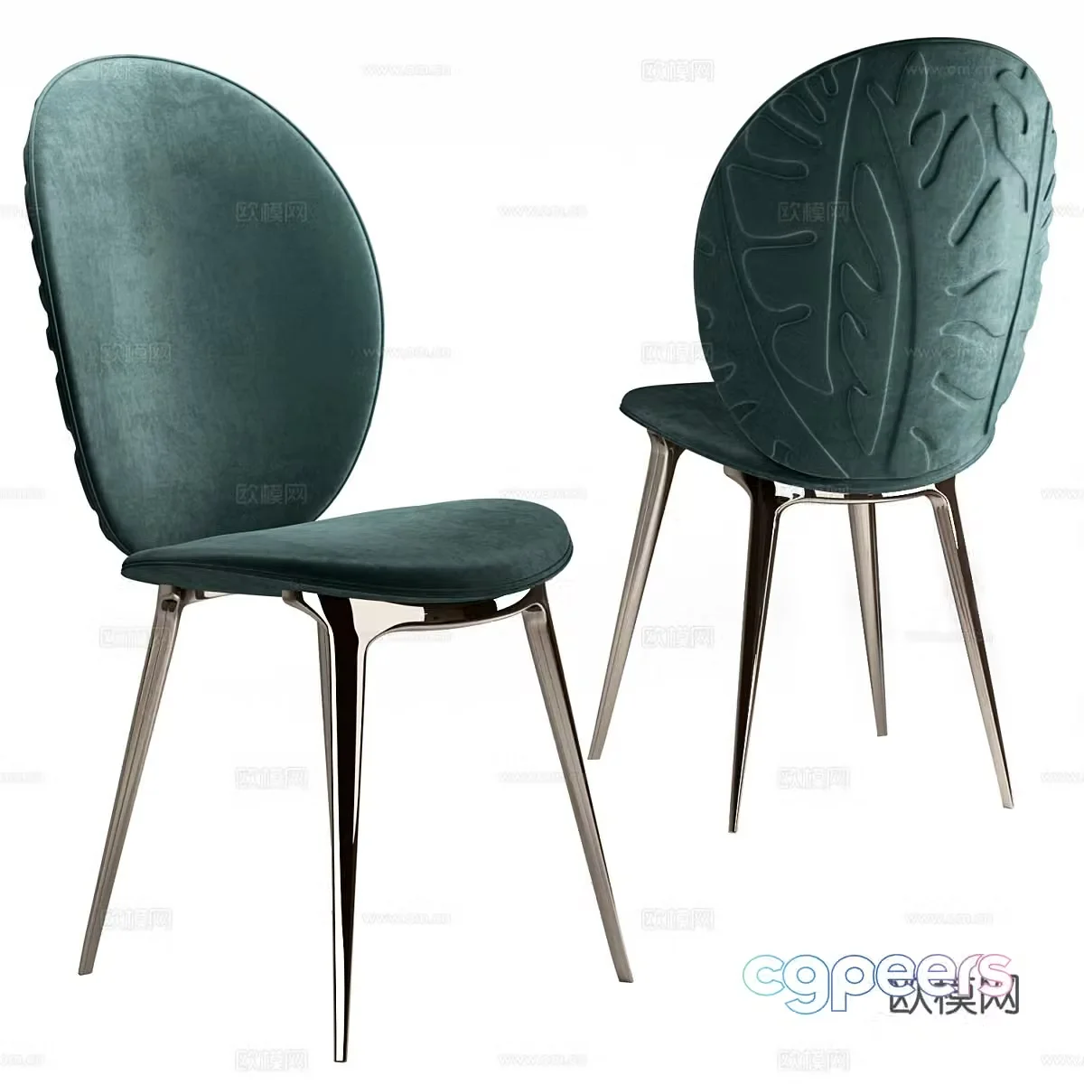 Modern Italian light luxury fabric single chair 3D model