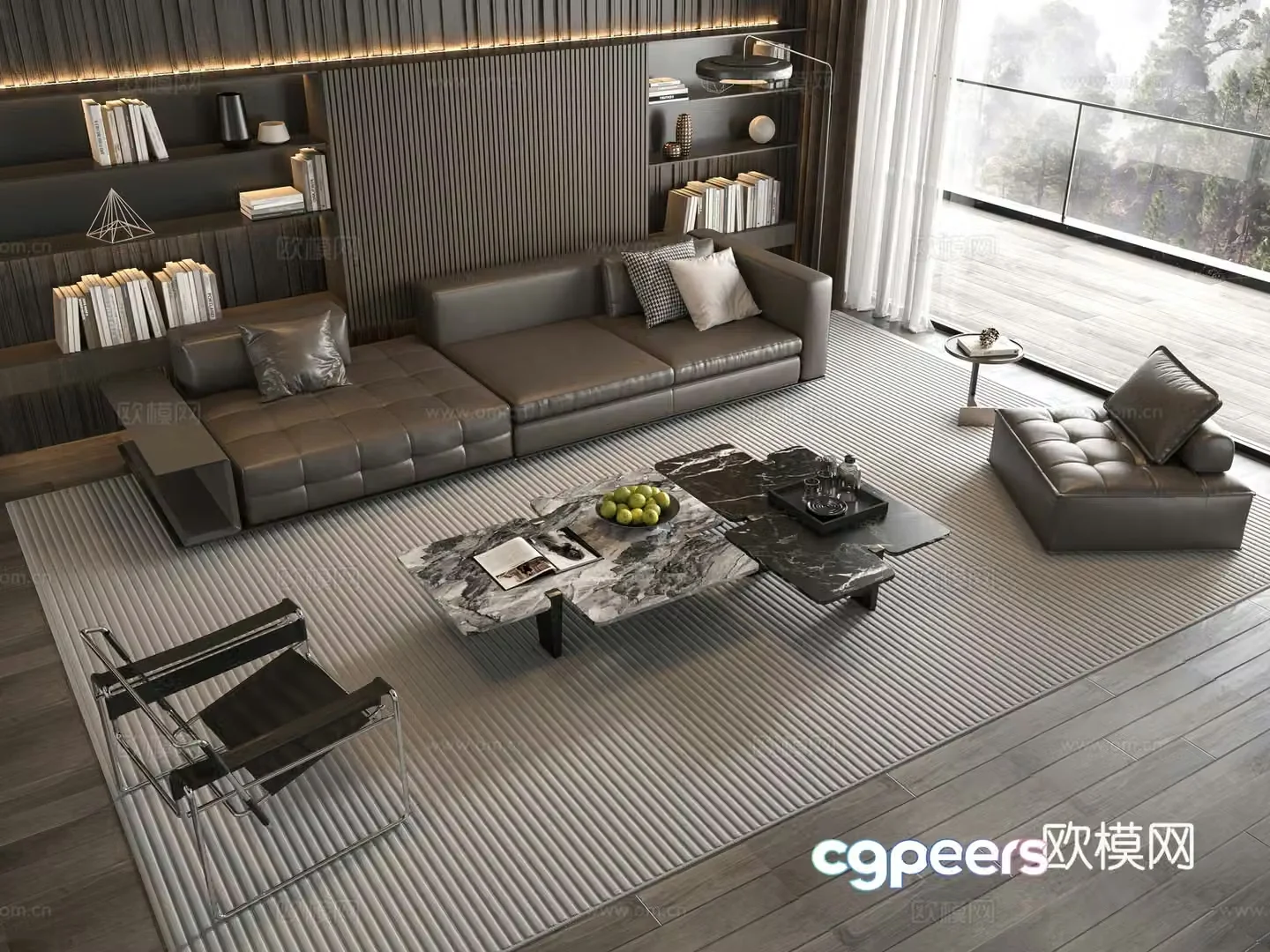 Minotti modern Italian sofa coffee table combination 3D model