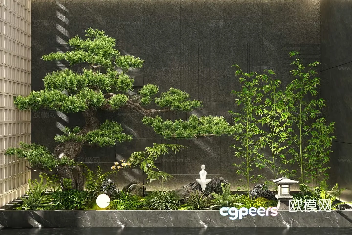 New Chinese interior landscape landscape landscaping plant landscape landscape tree pine tree courtyard landscape 3d model