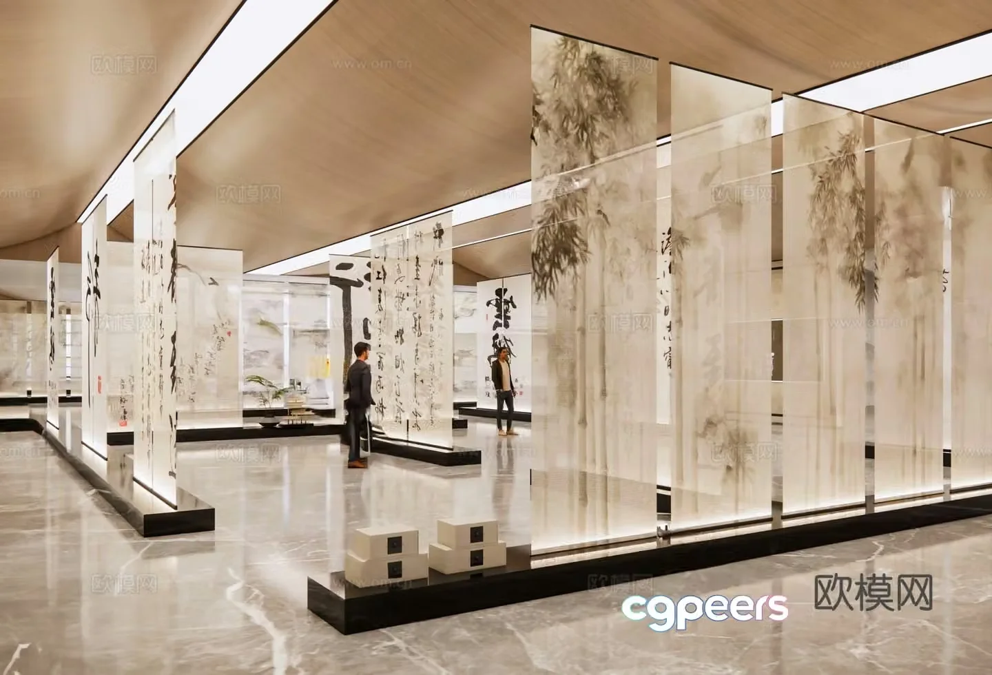 Cultural Exhibition Hall Calligraphy Exhibition Hall Exhibition Hall Scroll 3D Model