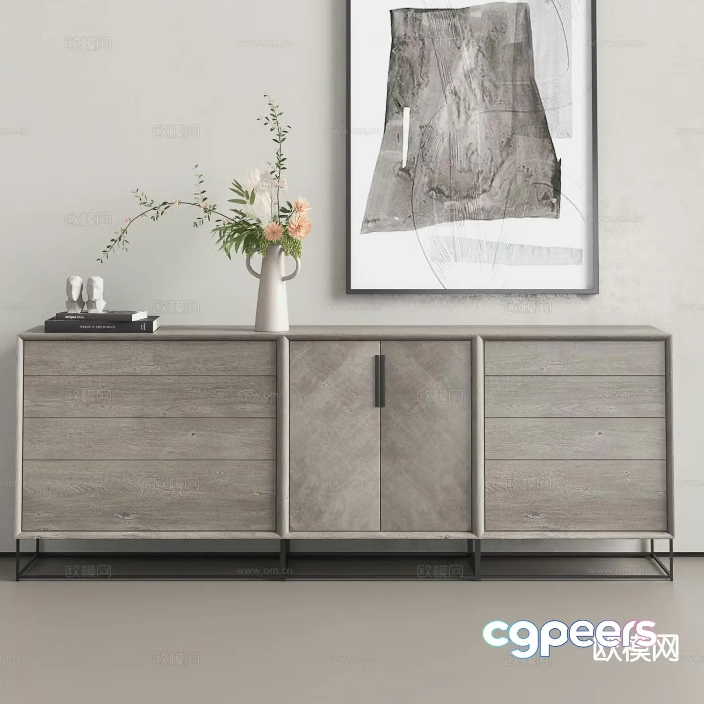 Log style sideboard sideboard 3d model
