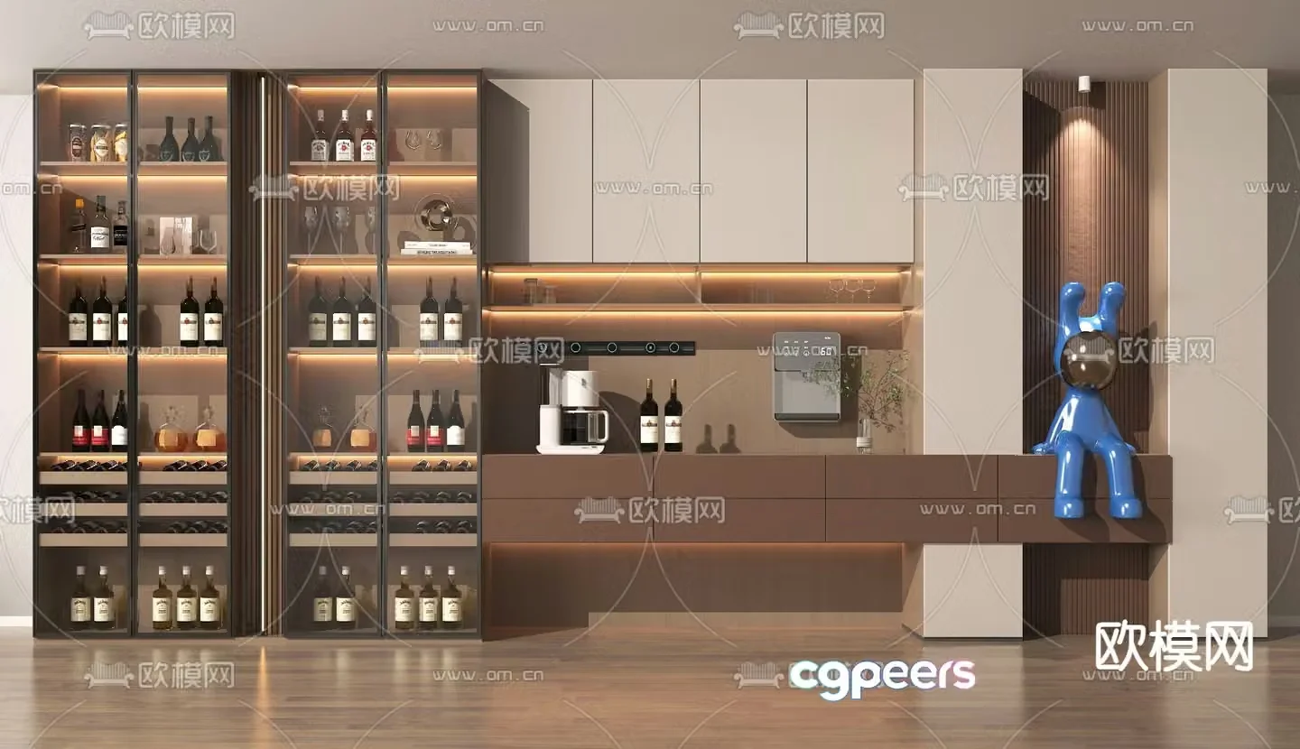 Modern wine cabinet sideboard 3d model