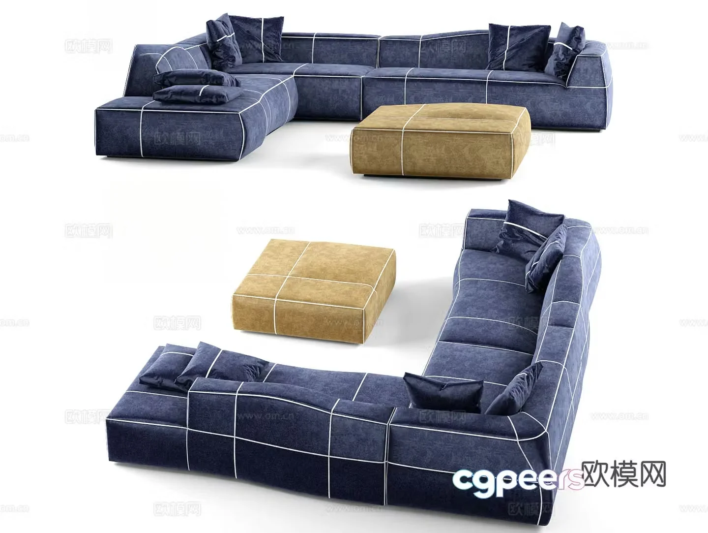 Corner sofa multi-person sofa 3d model