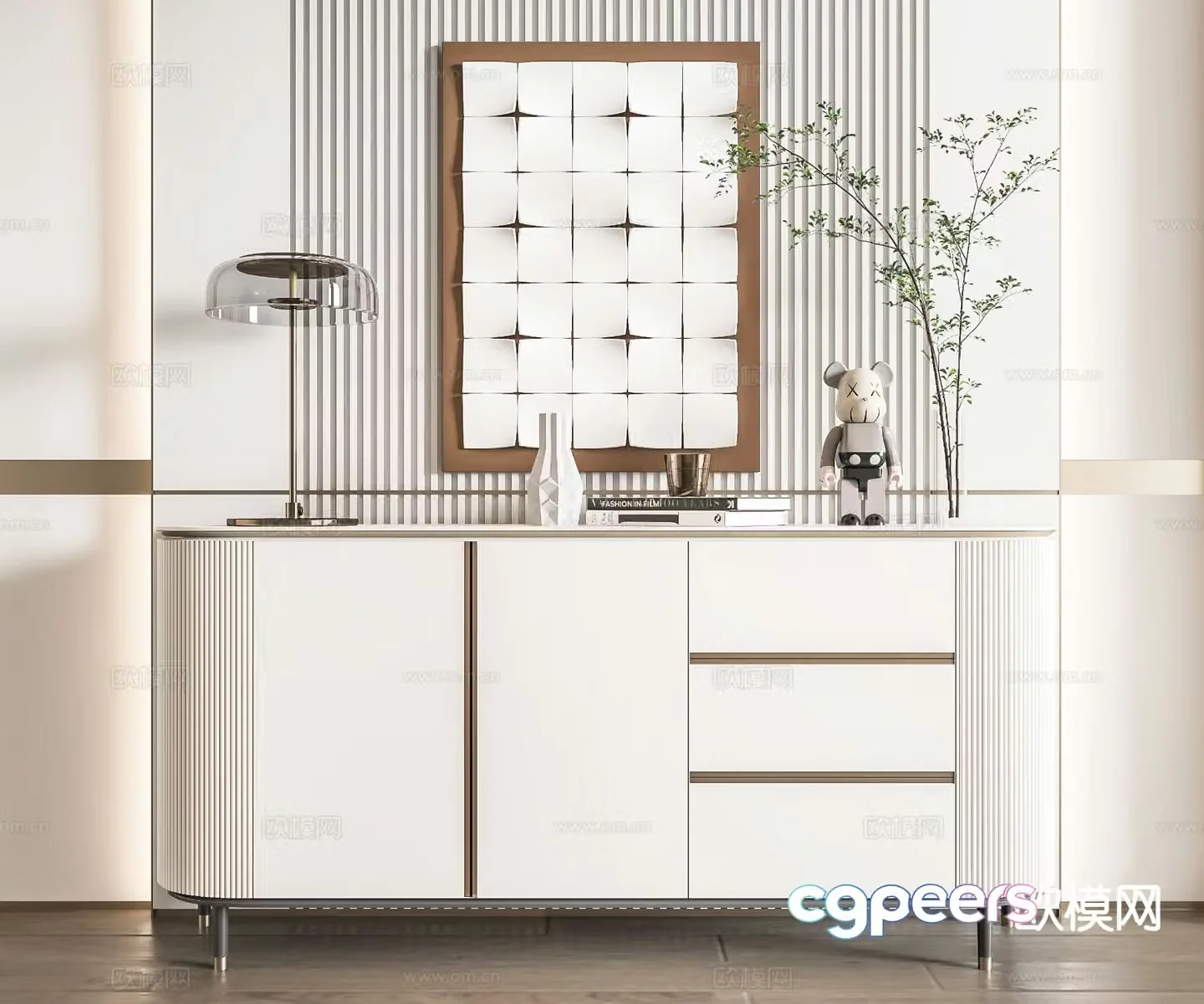 Light luxury side cabinet entrance cabinet 3D model