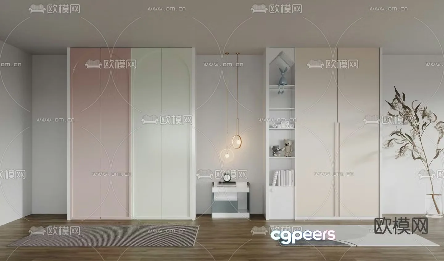 Modern children’s wardrobe cabinet 3d model