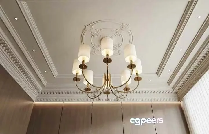 Gold Light Fixture 3D Model – 371 – VRAY Render