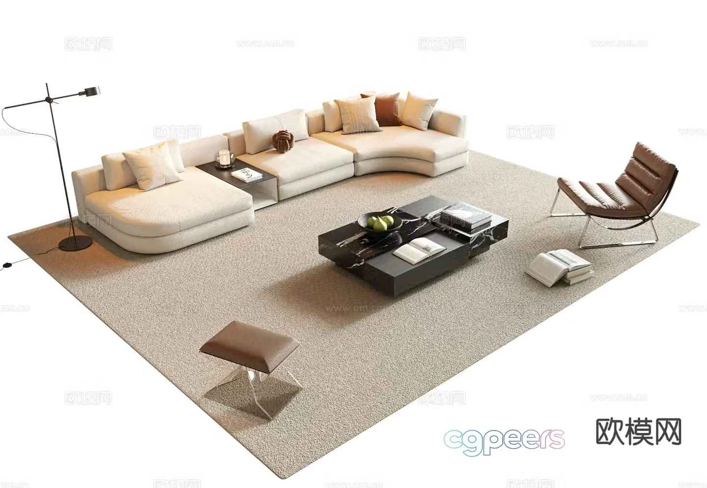 Modern sectional sofa 3d model