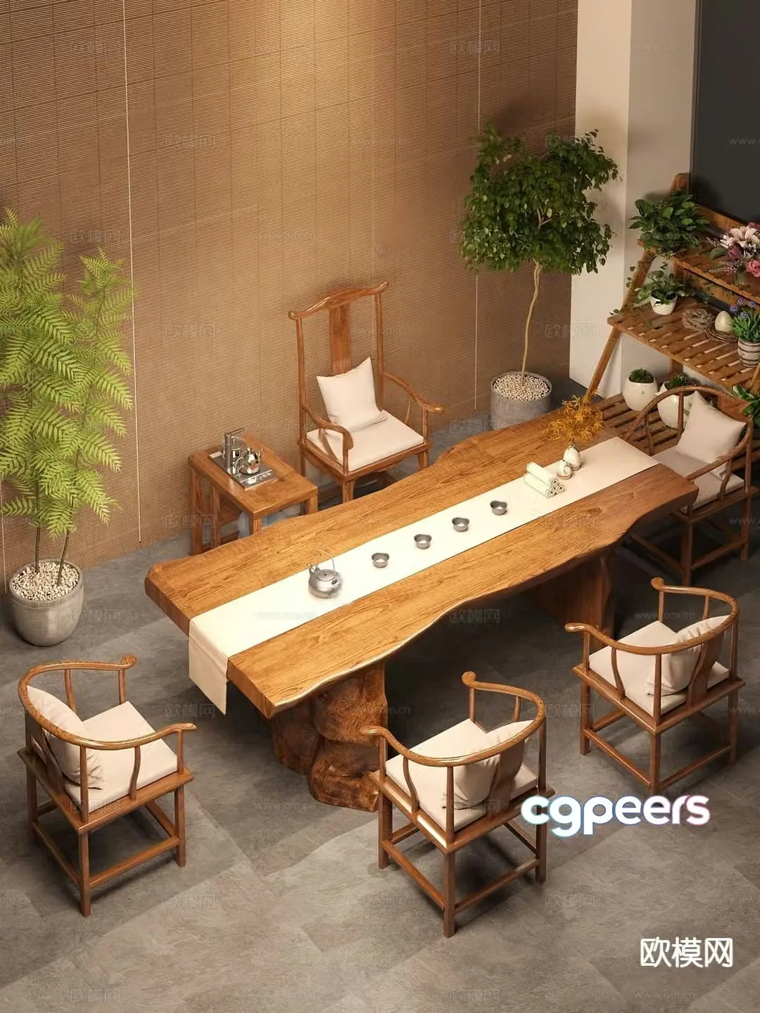 New Chinese style tea table tea table 3d model