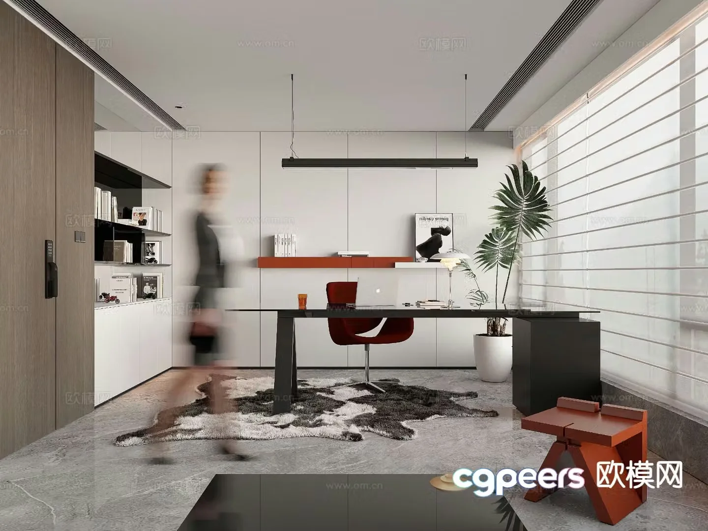 Modern study room 3d model