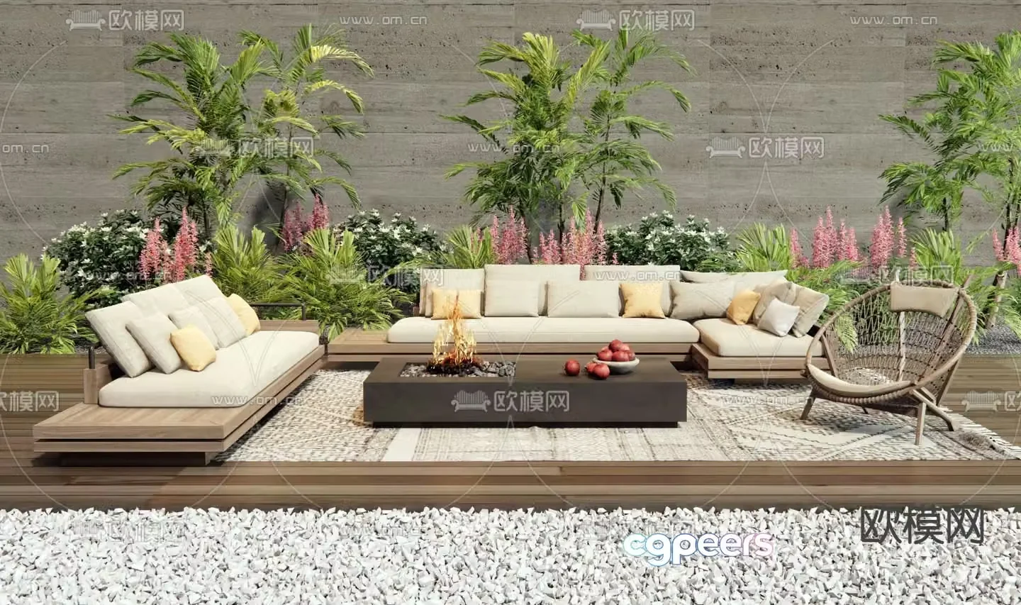 Wabi-sabi outdoor sofa 3d model