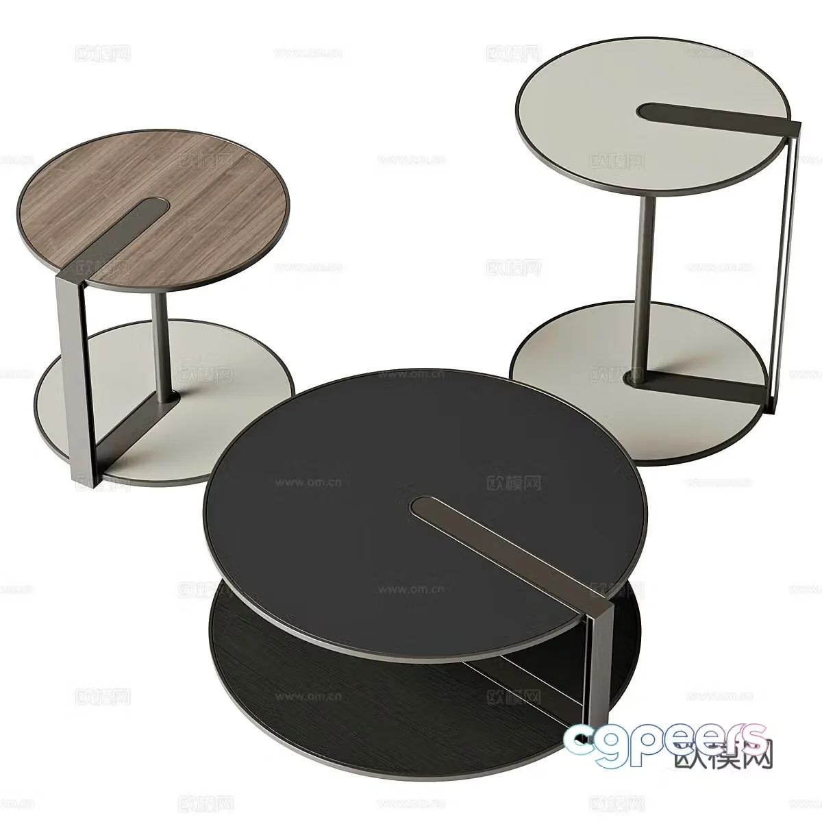 Coffee table combination round coffee table round side coffee table light luxury coffee table bedside side sofa 3D model