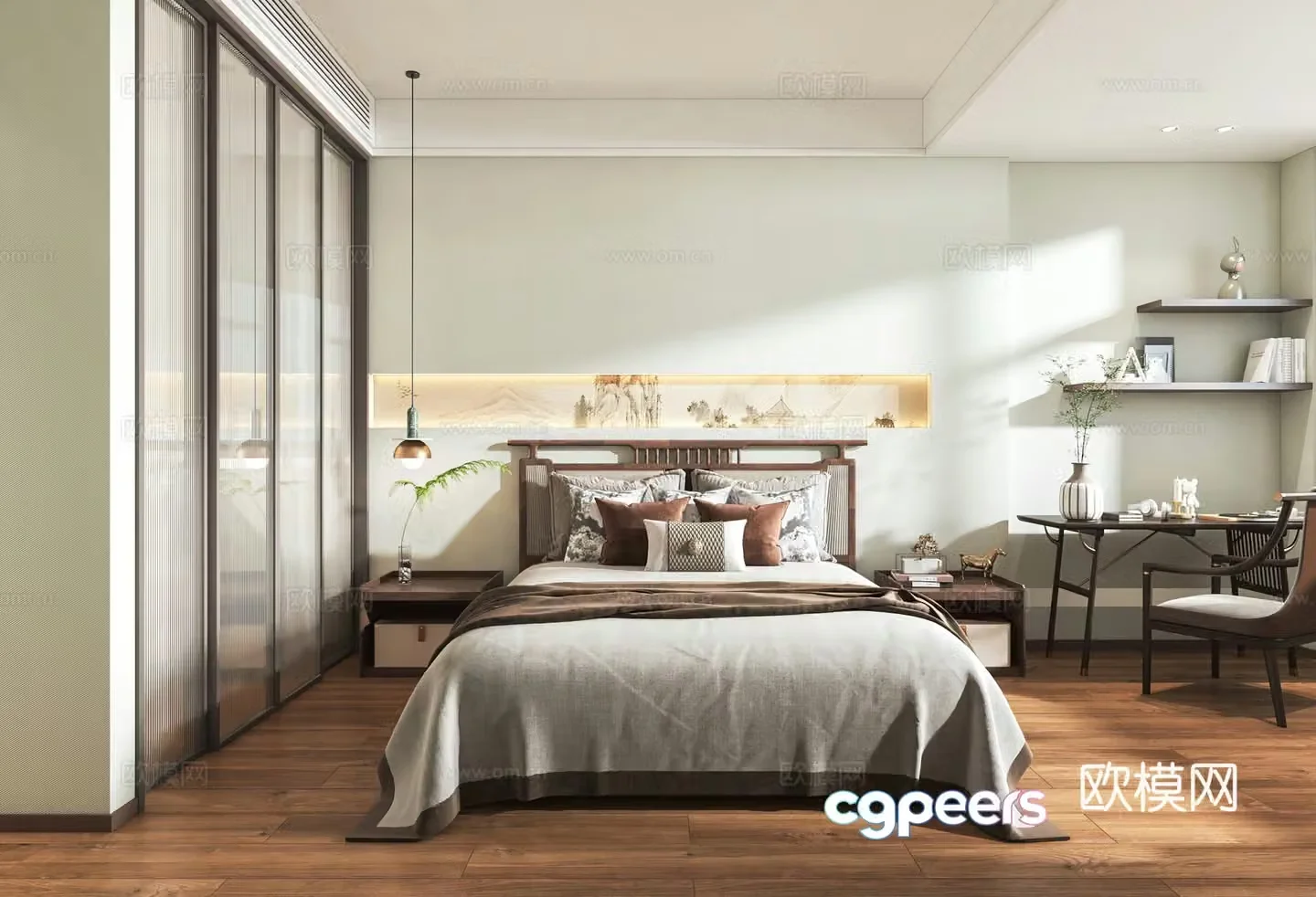 New Chinese style bedroom master bedroom 3d model