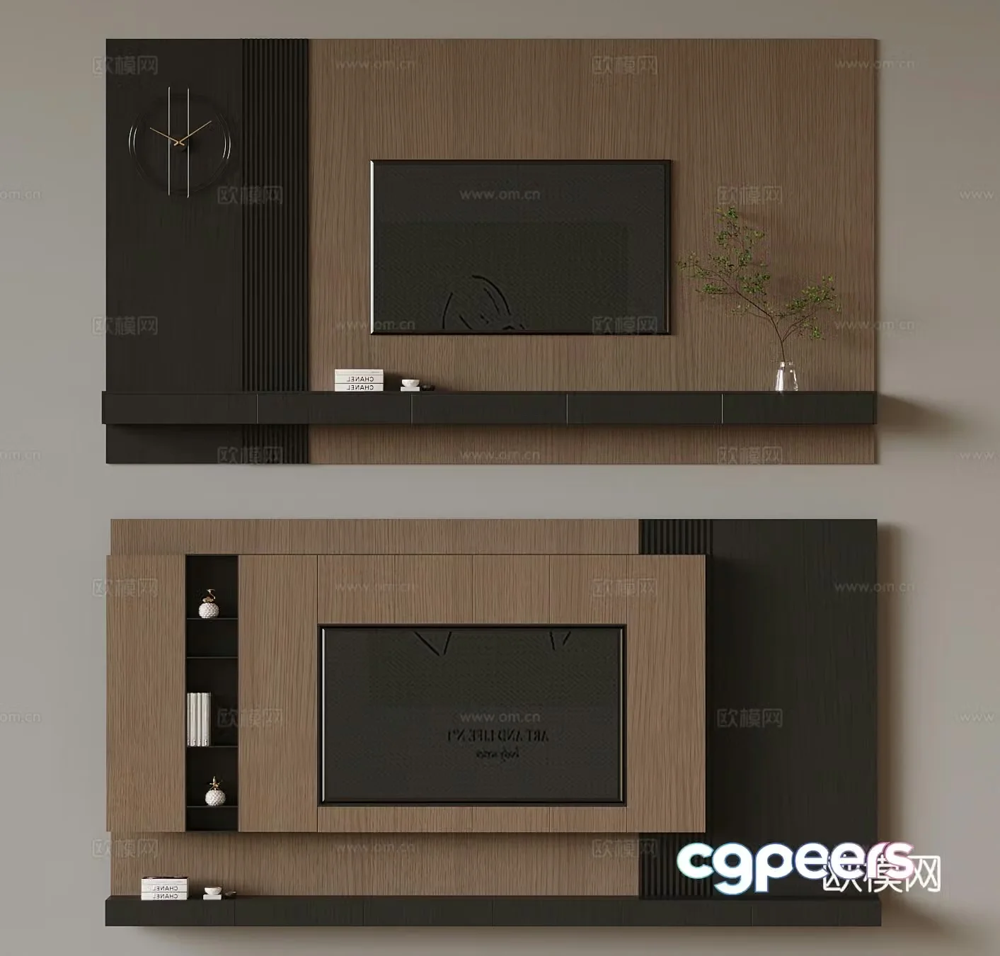 Modern Italian TV background wall 3d model