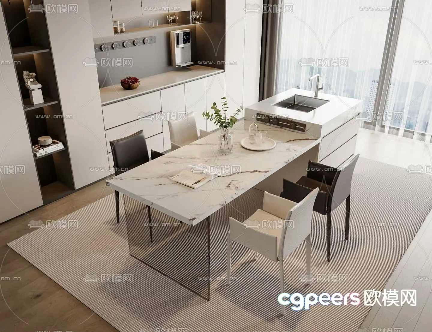 Nakajima dining table and chairs 3d model