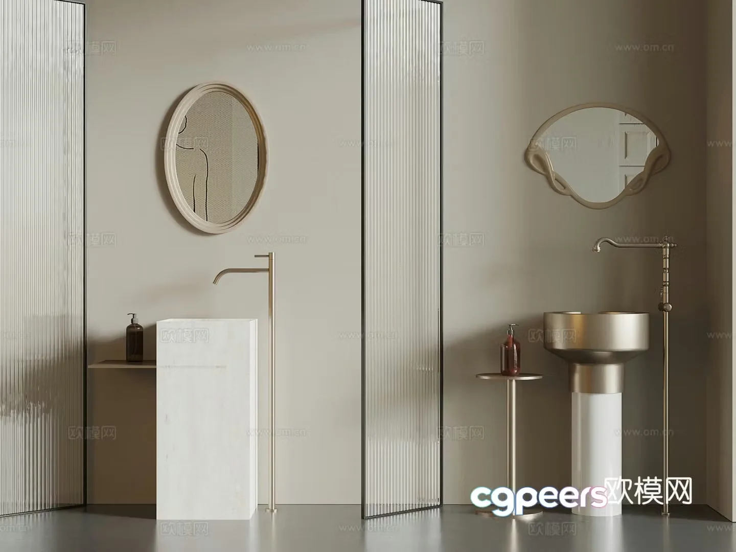 Modern column basin mirror 3d model