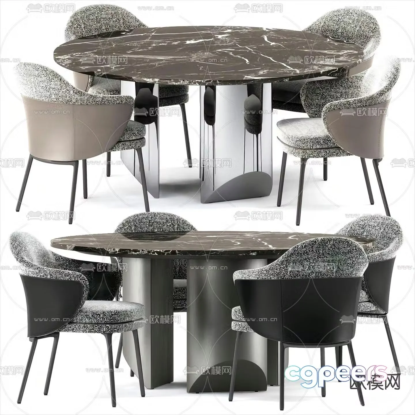 Round dining table dining table 3d model