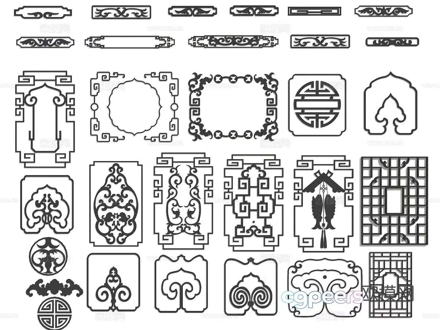 Chinese style hollow window panes wood carved windows carvings door and window reliefs door and window components ancient building lattice 3D model