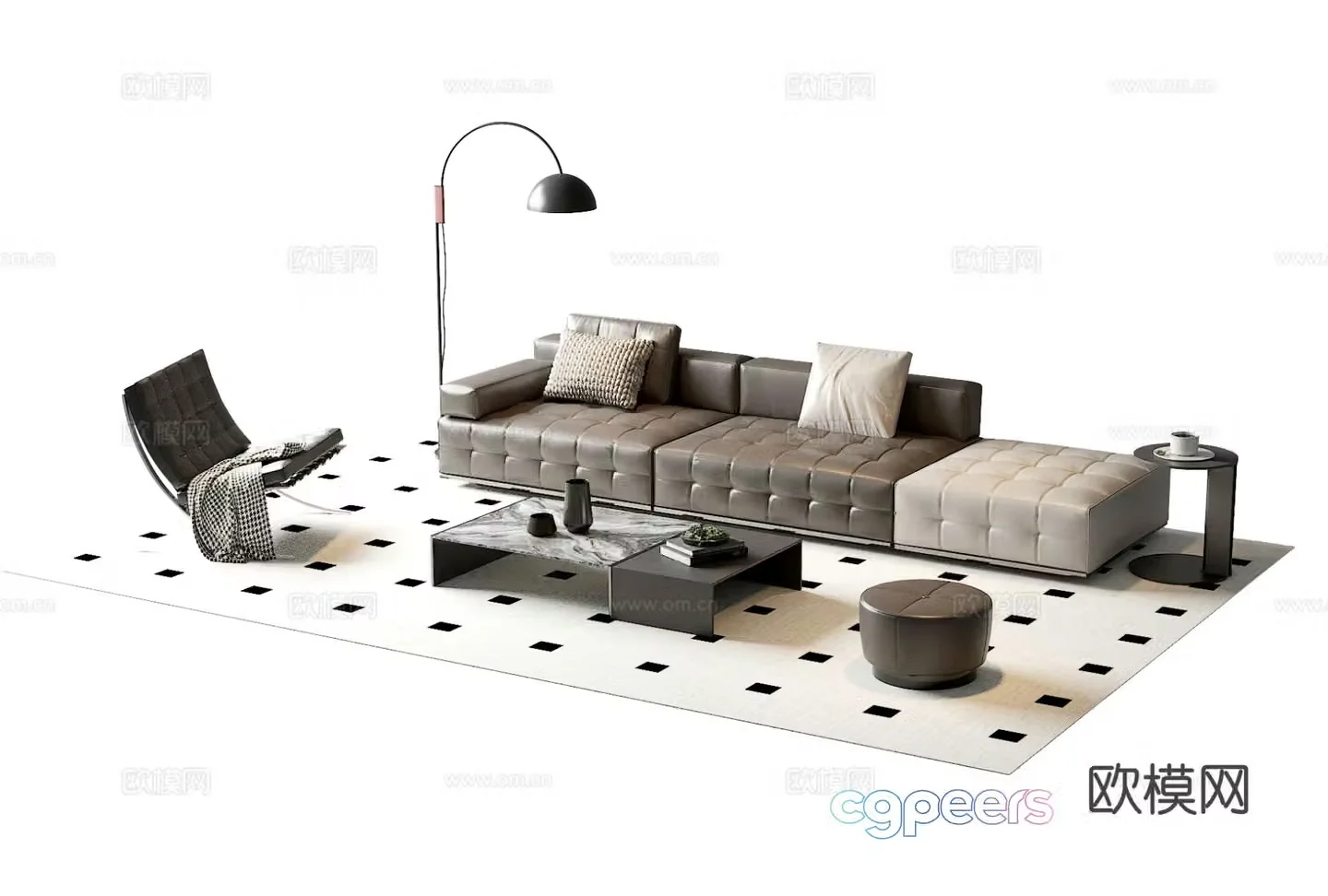 Italian sofa coffee table modular sofa 3d model